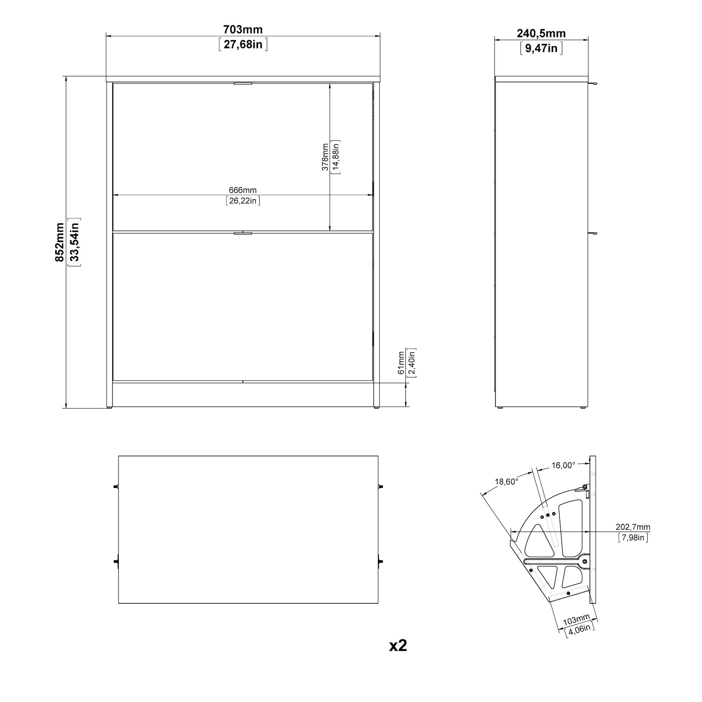 INOSIGN Schuhschrank »Shoes Schuhaufbewahrung, Schuhkommode, Schuhregal,« mit zwei Klappen, 2 Böden, Höhe 85 cm, ca. 12 Paar Schuhe
