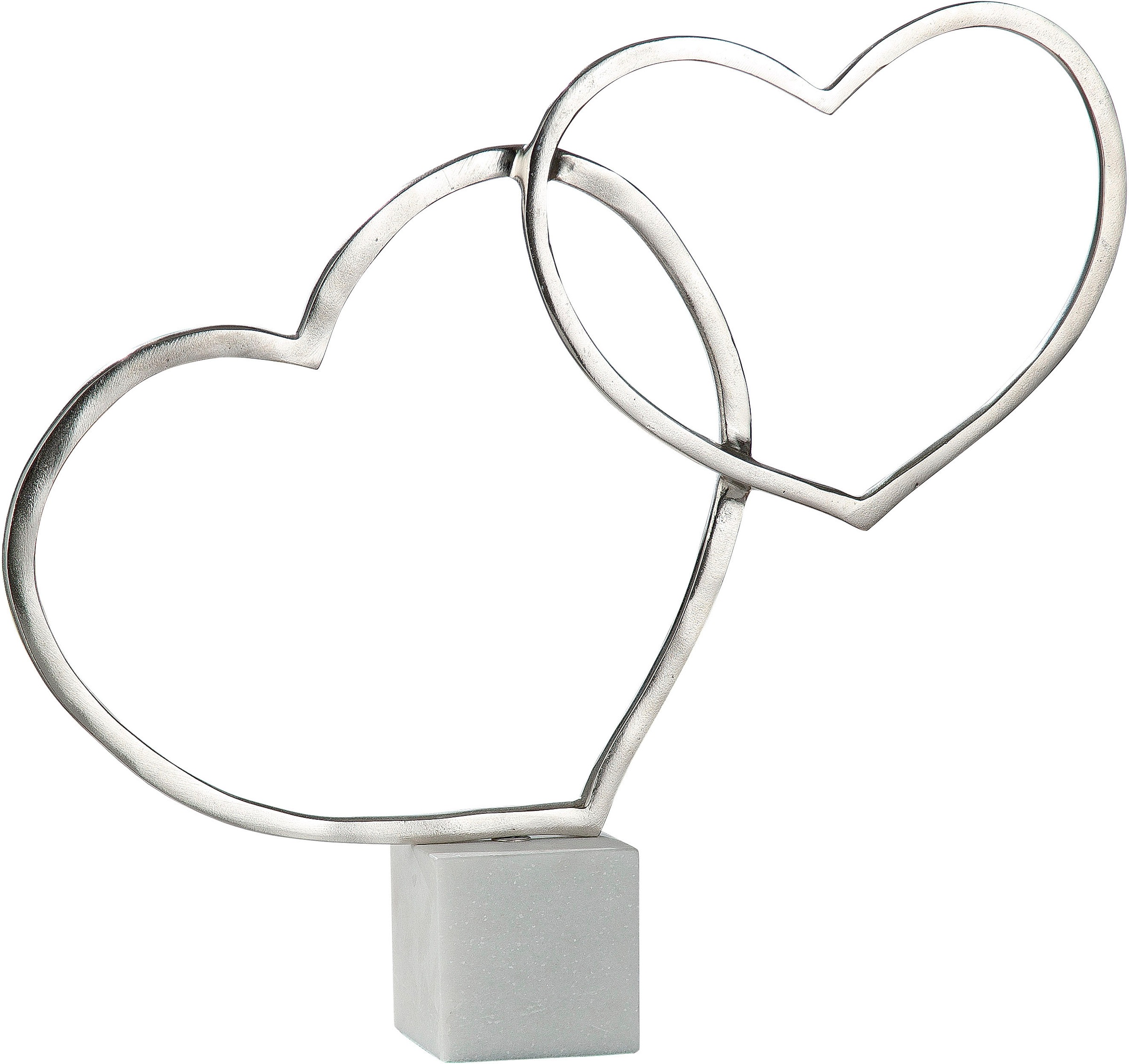 GILDE Dekofigur »Herzensangelegenheit, silber«, (1 St.), Dekoobjekt, aus Metall, Höhe 47,5 cm, 2 Herzen, Wohnzimmer