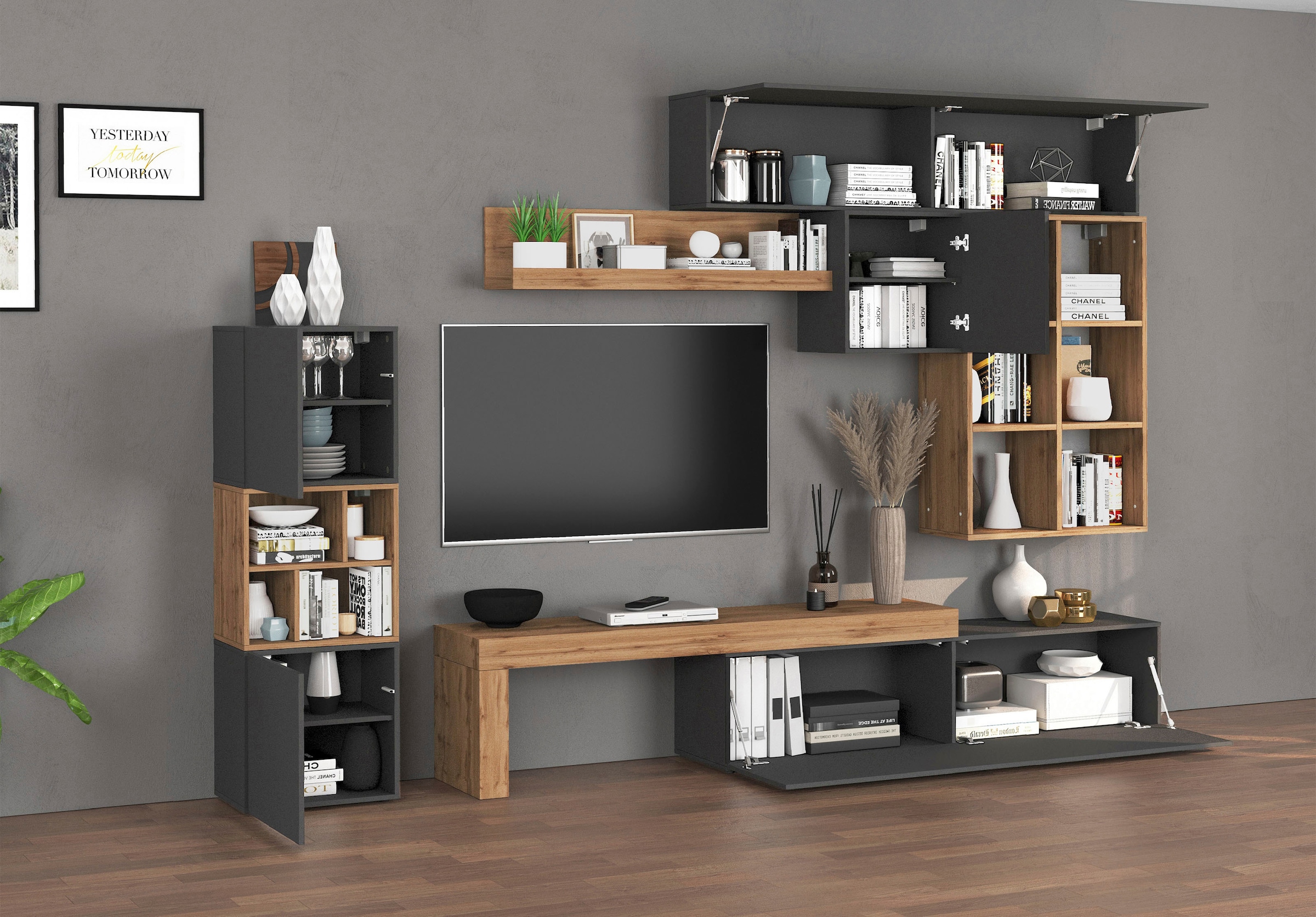 INOSIGN Wohnwand »Chronos Wohnwand, Medienwand, 8-er set« 8 Stk. tlg.