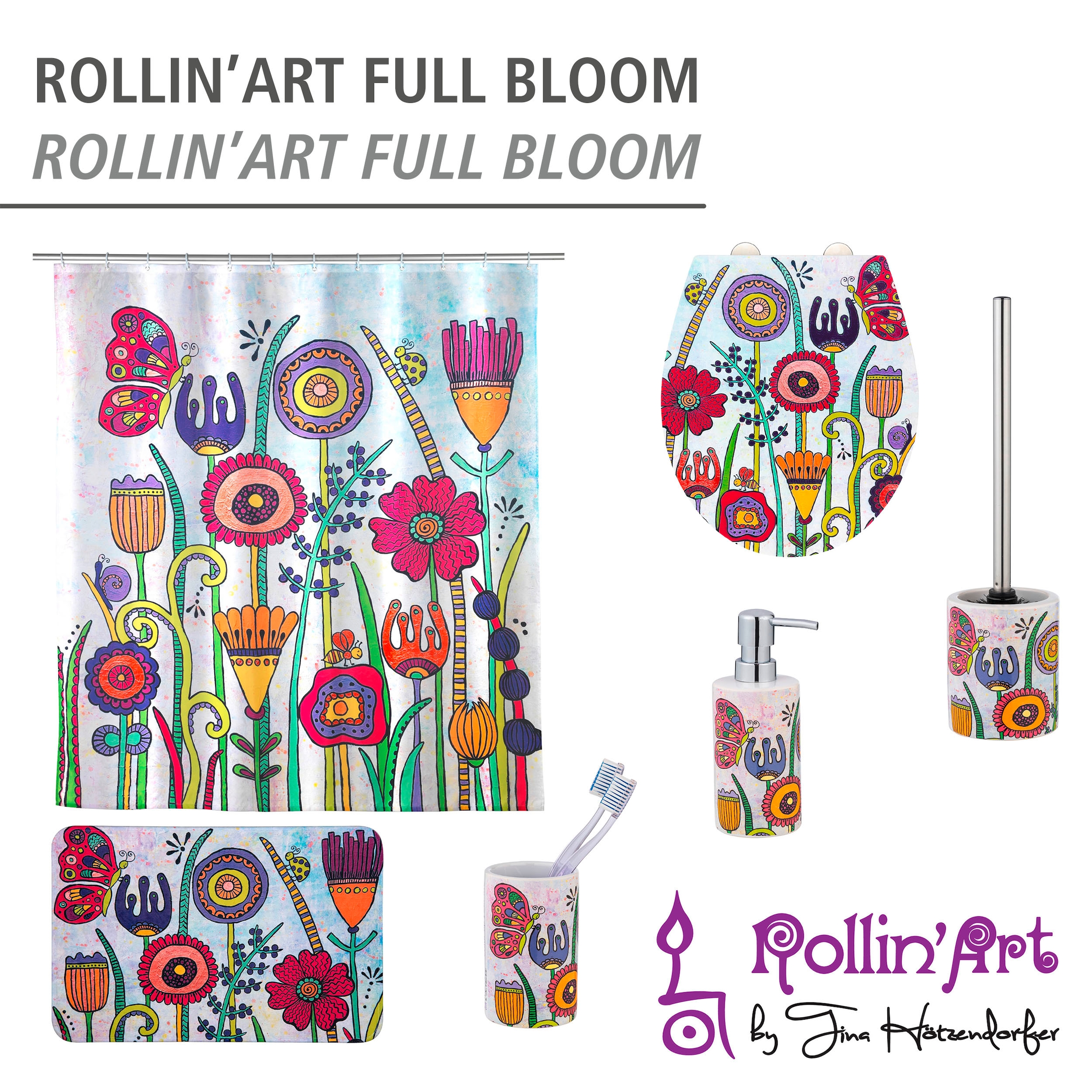 WENKO WC-Garnitur »Rollin\'Art inkl. Full OTTO Bloom«, aus WC-Bürste Keramik, freistehend, bei