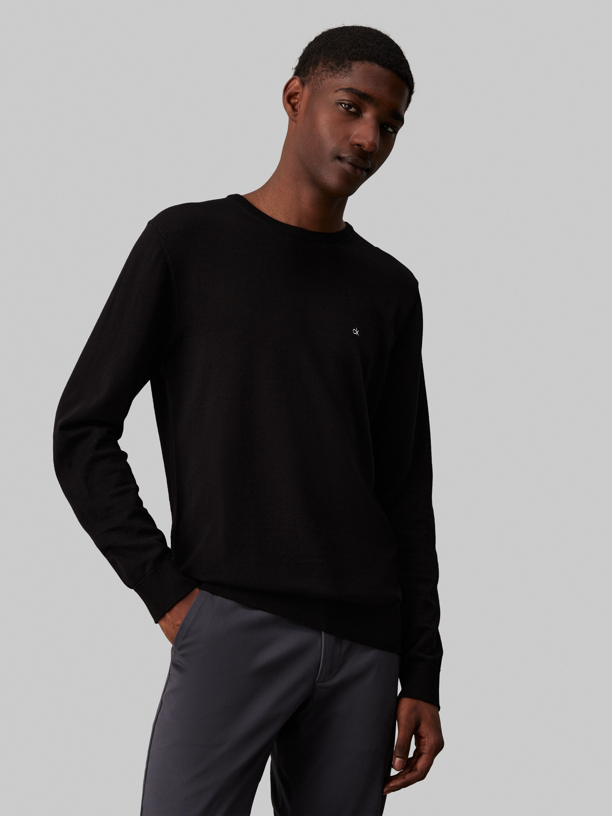 Calvin Klein Rundhalspullover »COTTON SILK BLEND CN SWEATER«, mit Logoprägung
