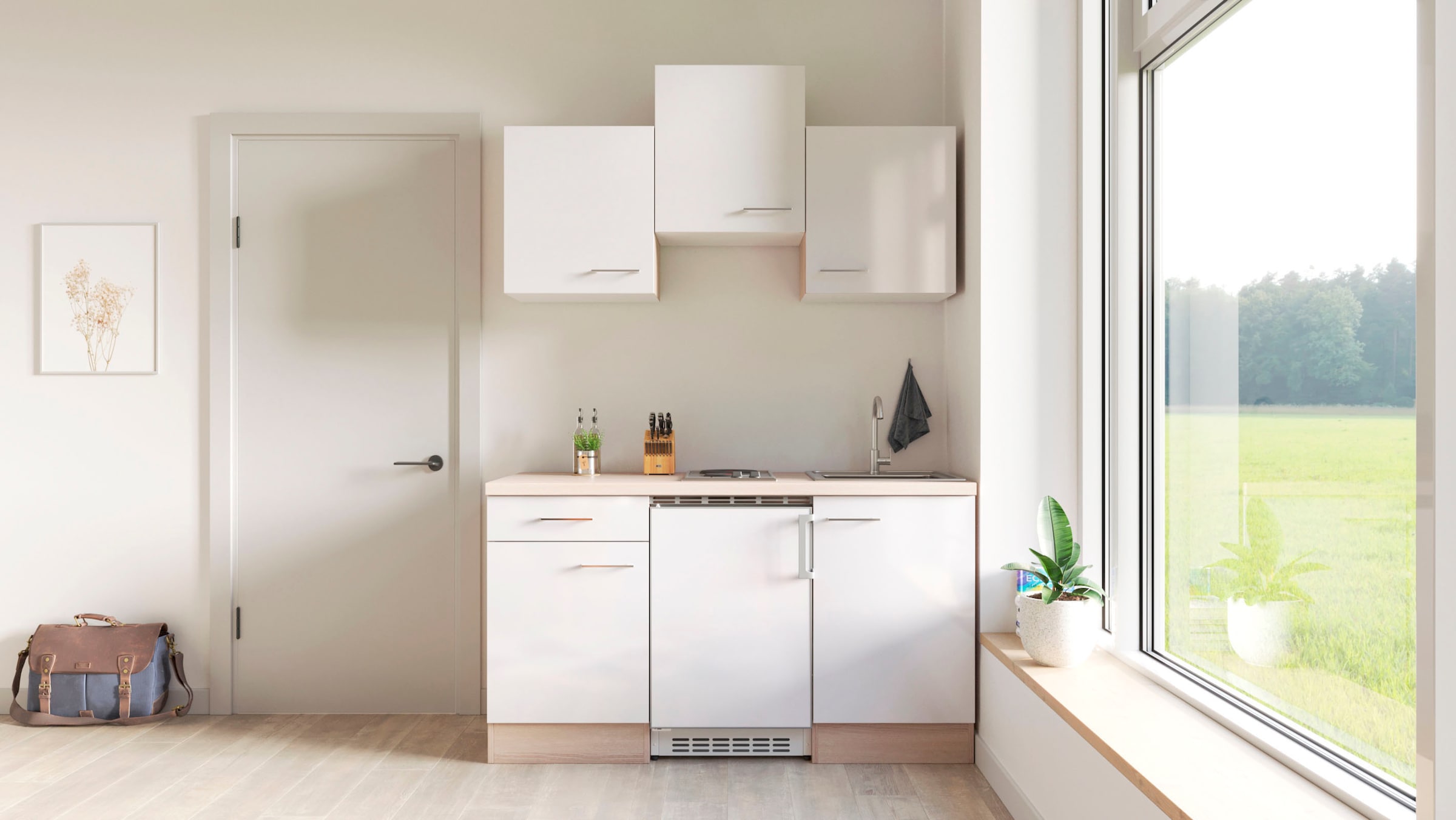 Flex-Well Küche »Oregon«, Breite 150,5 cm, mit Unterbau-Kühlschrank,  Kochfeld und Spüle bestellen online bei OTTO