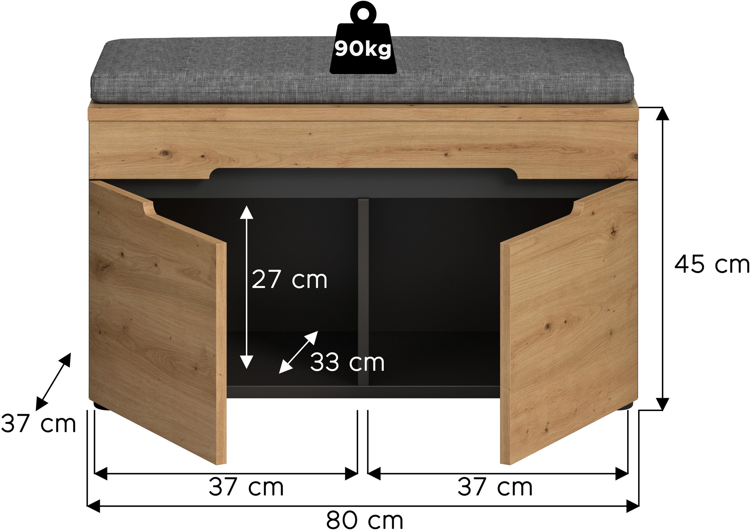 Home affaire Sitzbank »REHAT, TOPSELLER!, Breite 80cm, 2 Türen, 2 Fächer inkl. Sitzkissen« in verschiedenen Farben erhältlich, 2 Stk. tlg. Garderobenbank, Flurbank, Dielenbank, Bank mit Stauraum, Bank