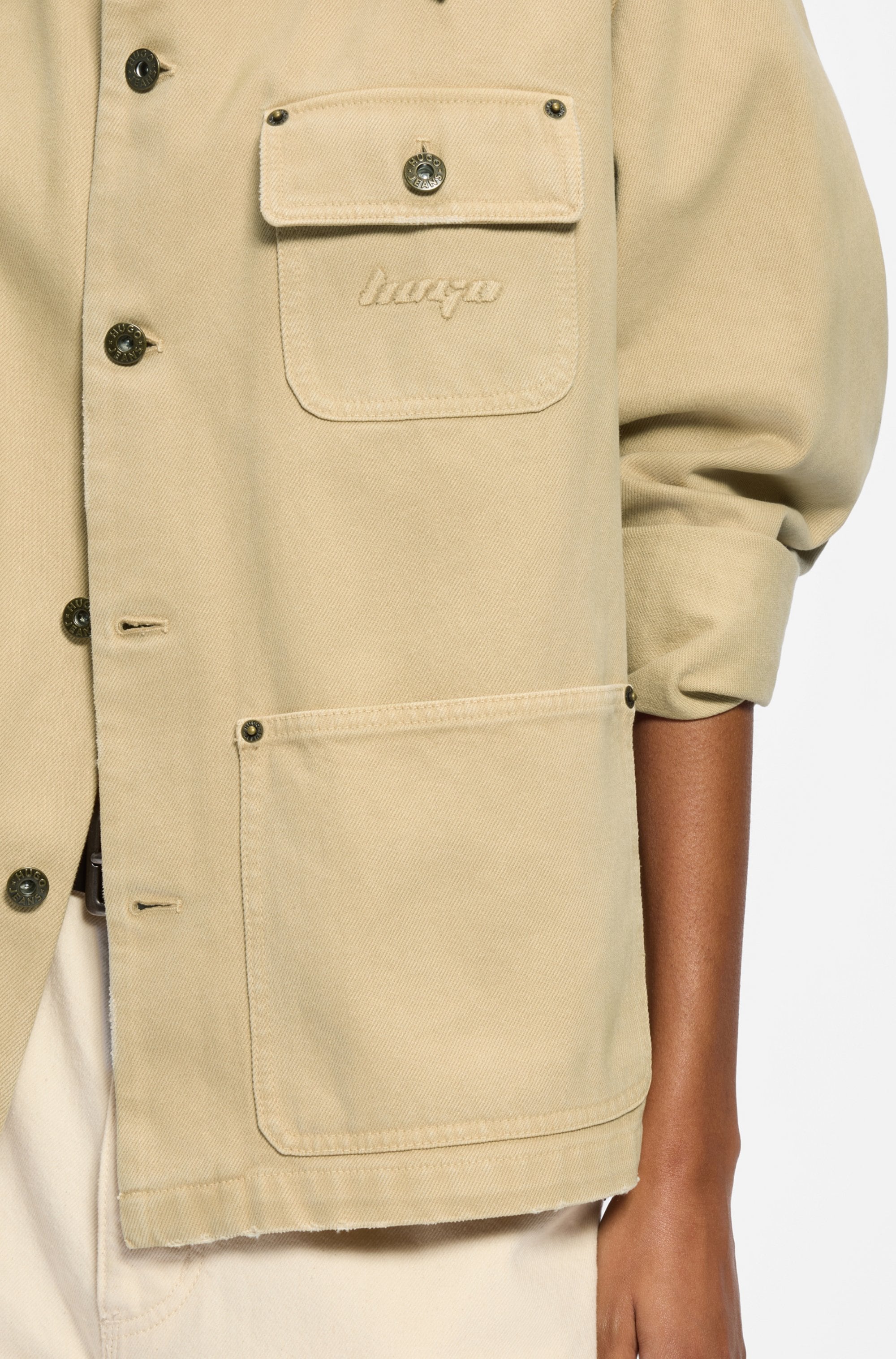 HUGO Blue Hemdjacke »Flimane« mit Kontrastkragen, oversize