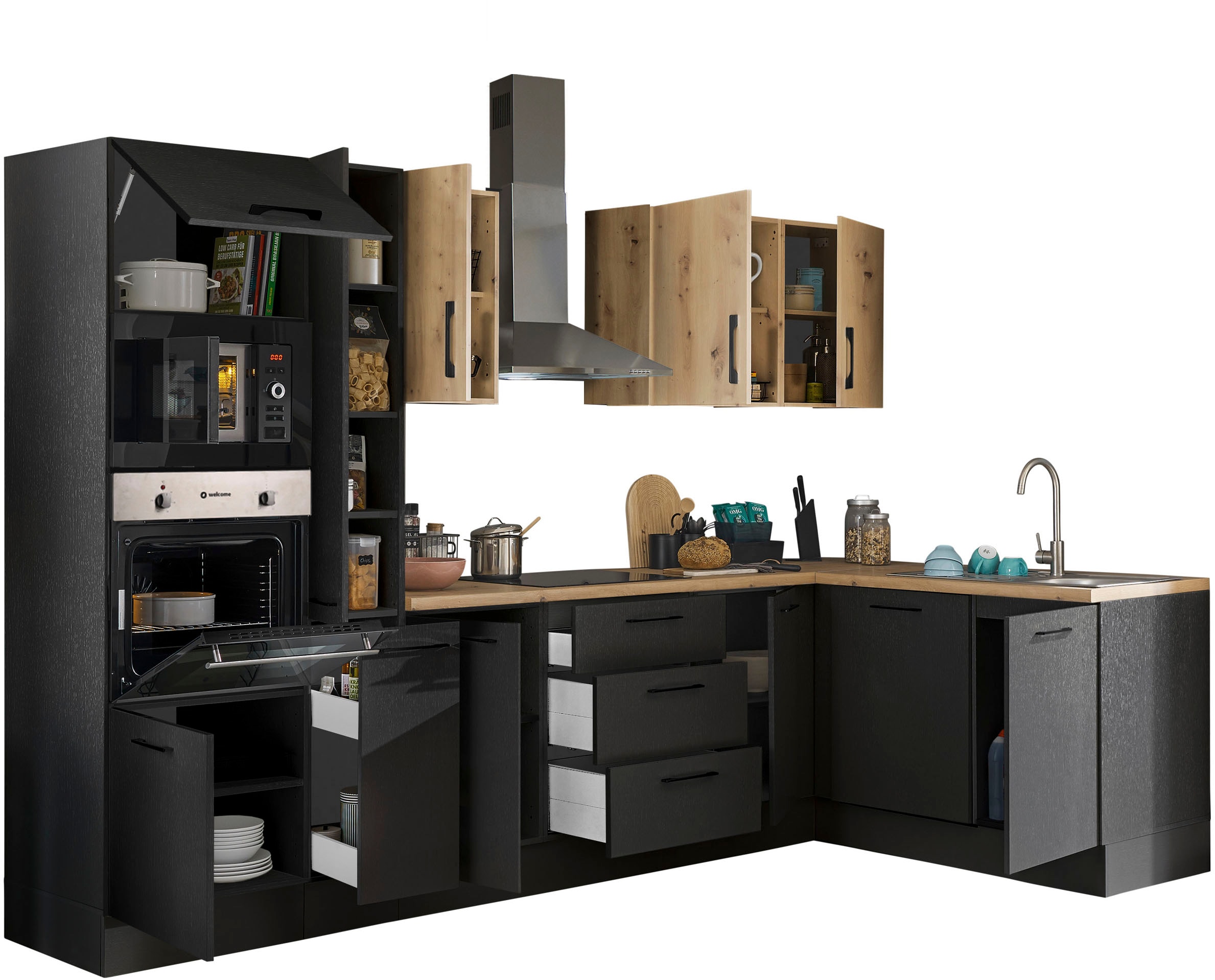 BASIC by Balculina Winkelküche »Turin« Stellbreite 310x175 cm, wahlweise mit E-Geräten