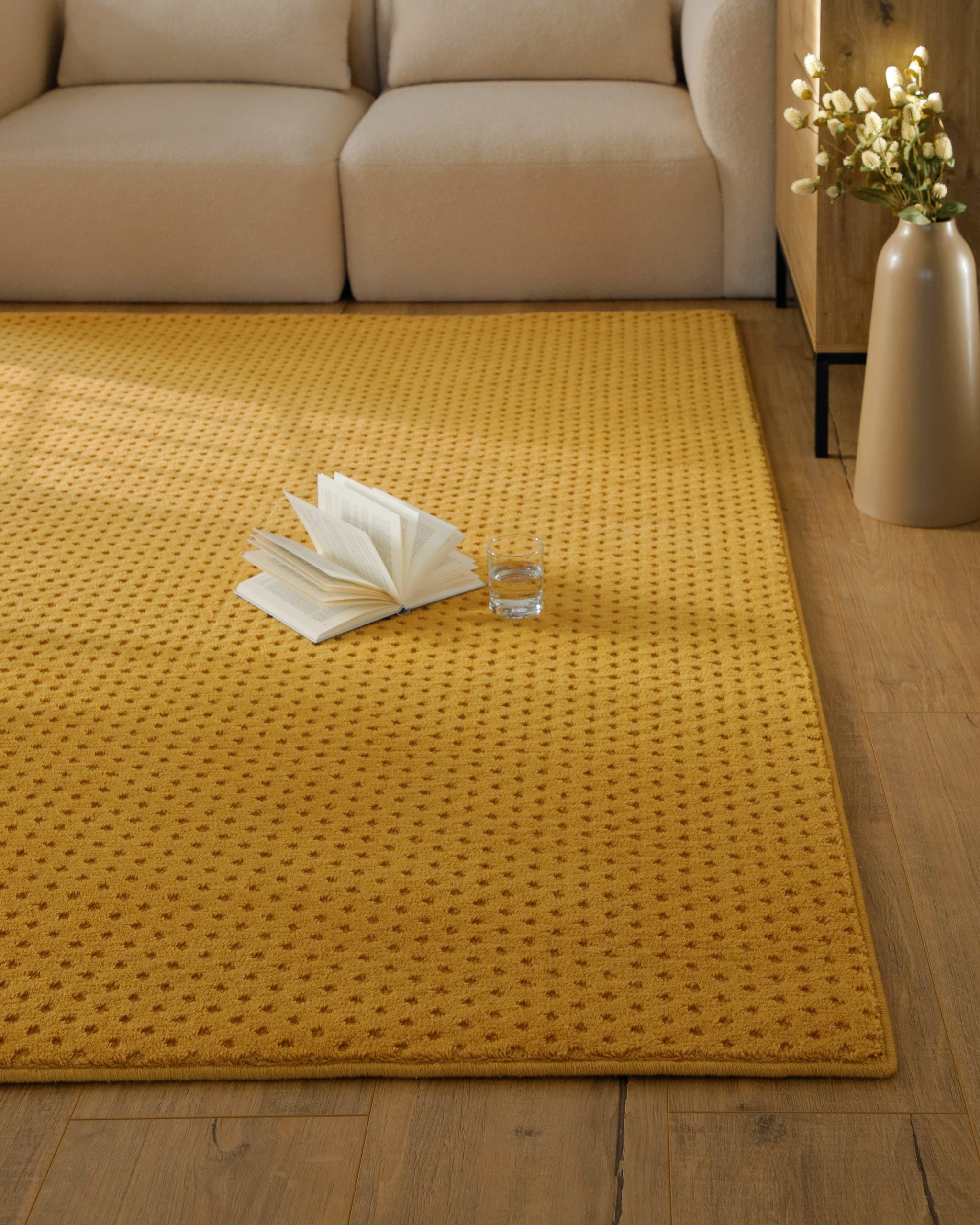 Wecon home Teppich »Castello THREE« rechteckig 7 mm Höhe Schurwolle, Kurzflor mit Hoch-Tief-Effekt, Wohnzimmer, Punktmuster