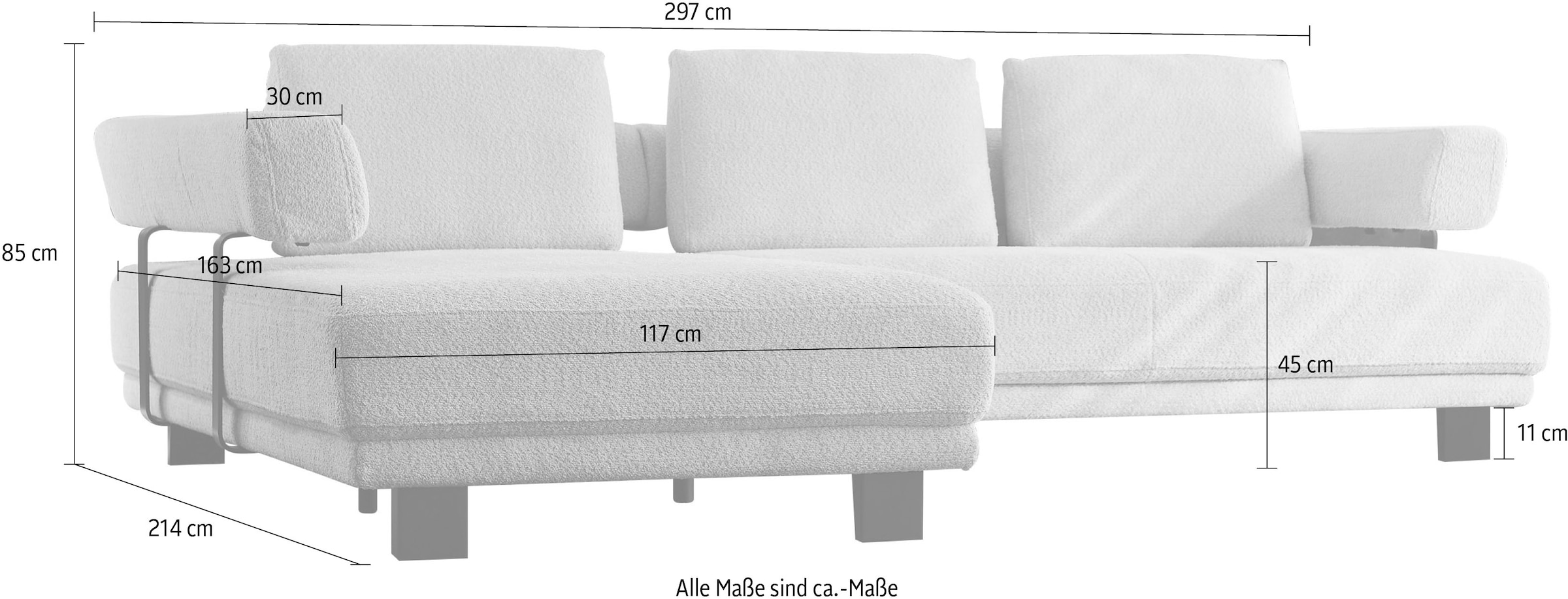 HUKLA Ecksofa »HU-HP18064 L-Form«, (Set), Optional mit motorischer Vorziehbank, stylische Reling