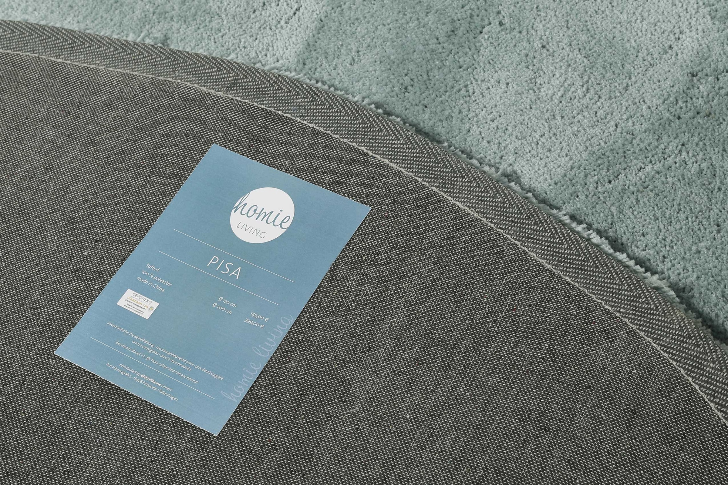 Homie Living Teppich »Pisa«, rund, 25 mm Höhe, Hochflor, Microfaser, uni, weich, Shaggy, Wohnzimmer, Schlafzimmer