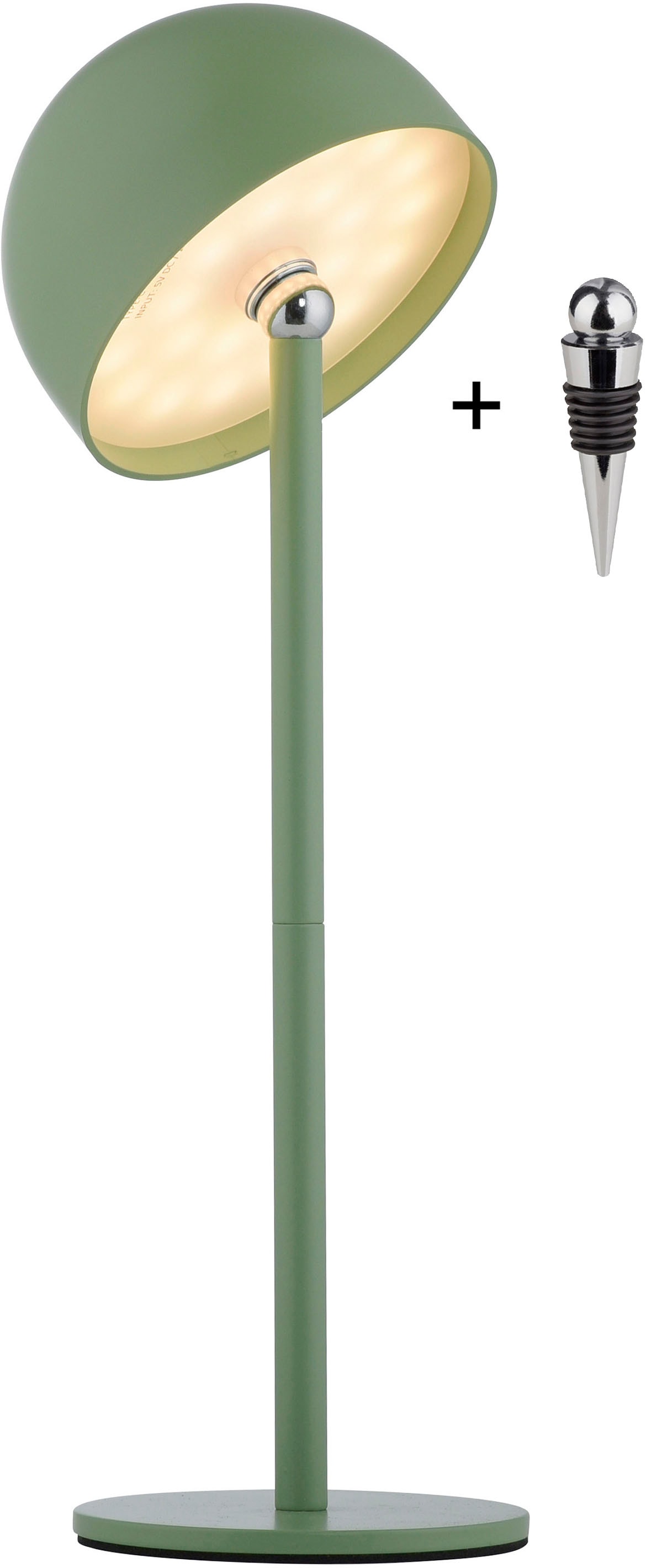 OTTO home Tischleuchte »Akku Tischlampe Garrin Indoor Outdoor, magnetischer Flaschenaufsatz« LED-Board Warmweiß Pilzlampe Flaschenaufsatz, Regulierung der Lichtstärke, Pilz, Lampe