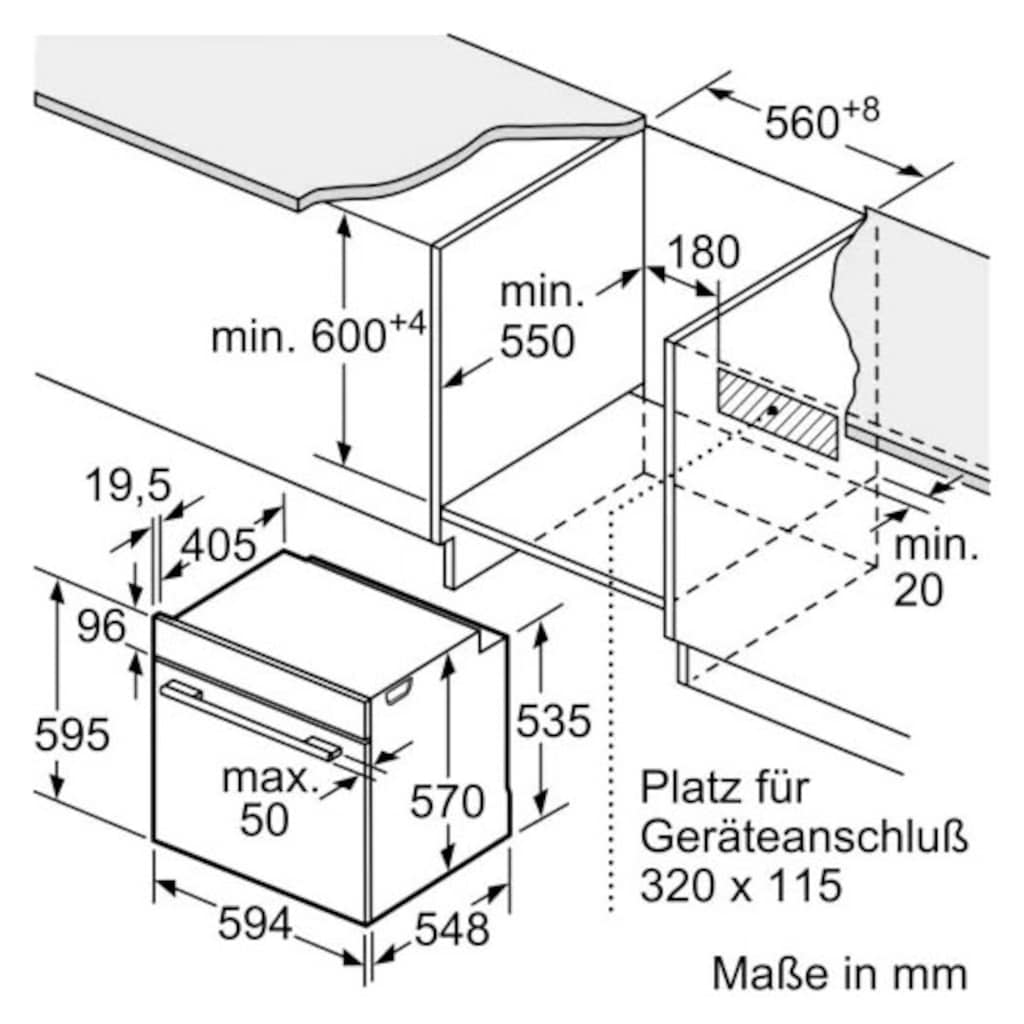 BOSCH Backofen-Set »HBD631CS61«, HBA537BS0, mit Teleskopauszug nachrüstbar, ecoClean Direct