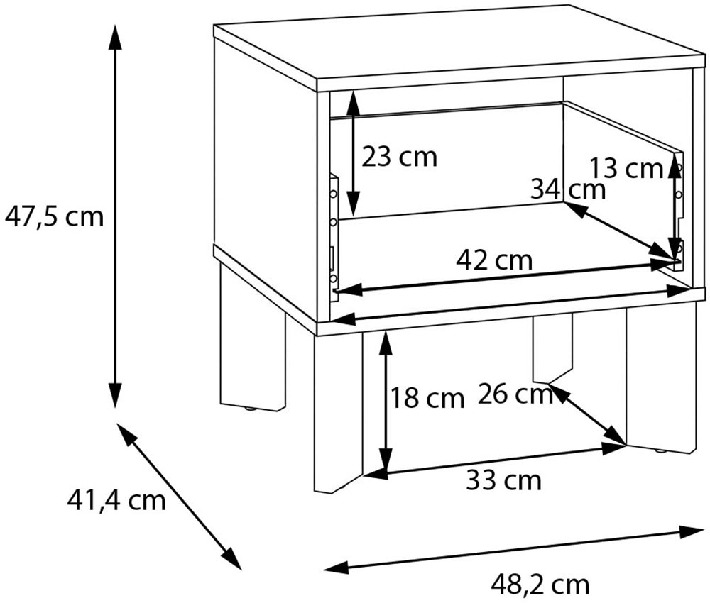 FORTE Nachtkommode »Tahoe Nachtkommode, grifflos, Schubkasten« B/H/T 48,2/47,5/41,4 cm