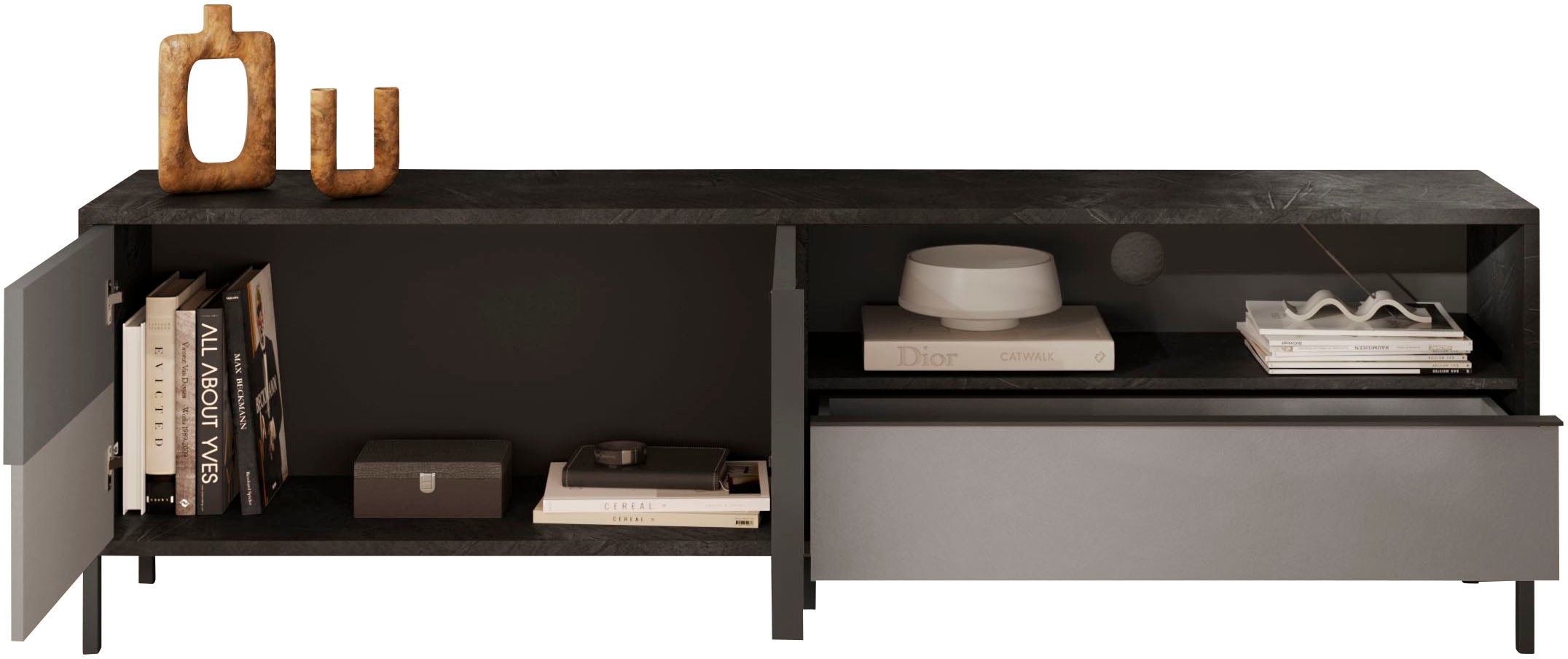 INOSIGN Lowboard »Everest Breite 206 cm, TV-Board mit 2 Türen u. 1 Schubkasten«, Fernsehtisch, TV-Schrank, Soft/Self Closing, Korpus 22 mm