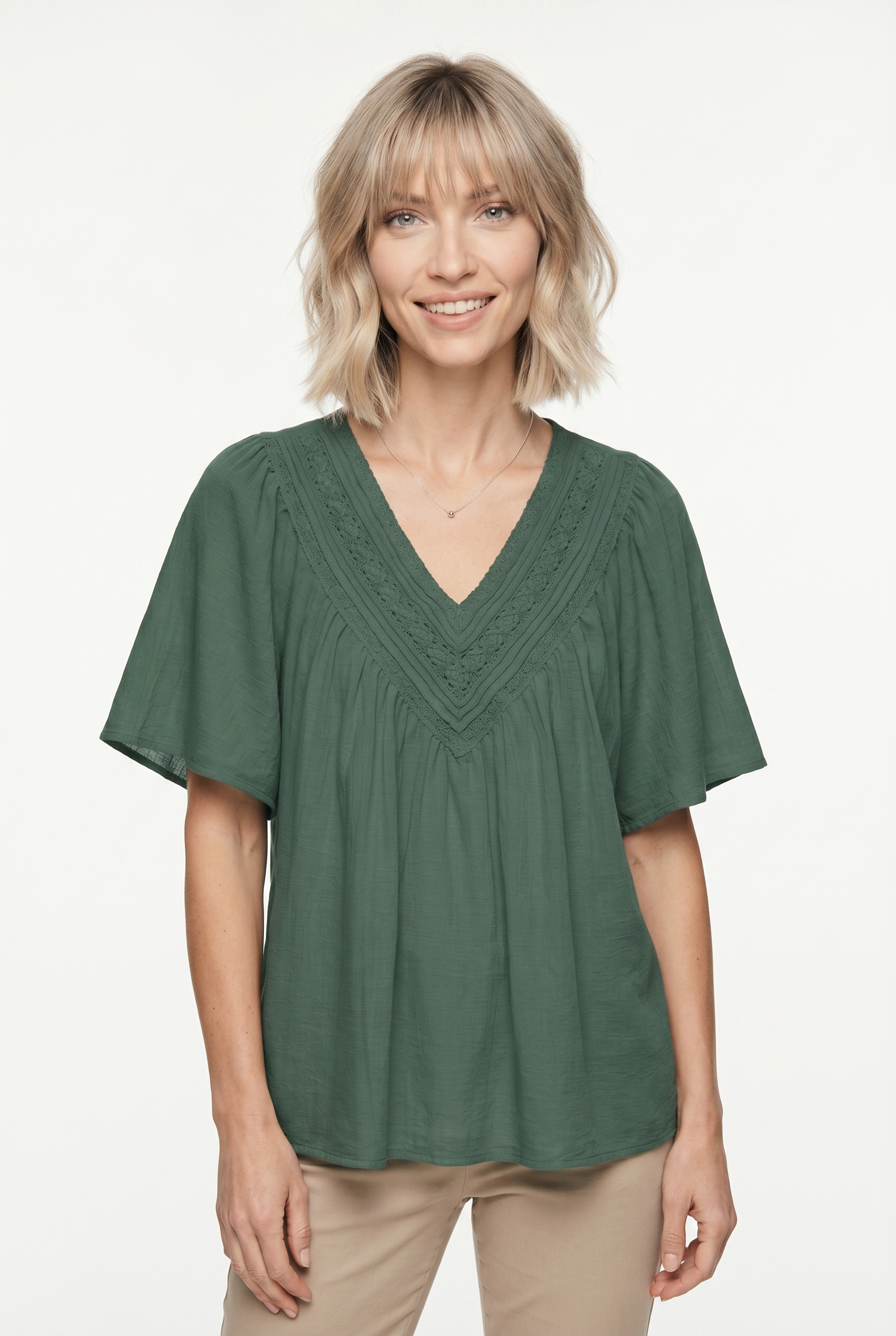 Vero Moda »VMKARLA S/S V-NECK TOP WVN BTQ« Baumwolle