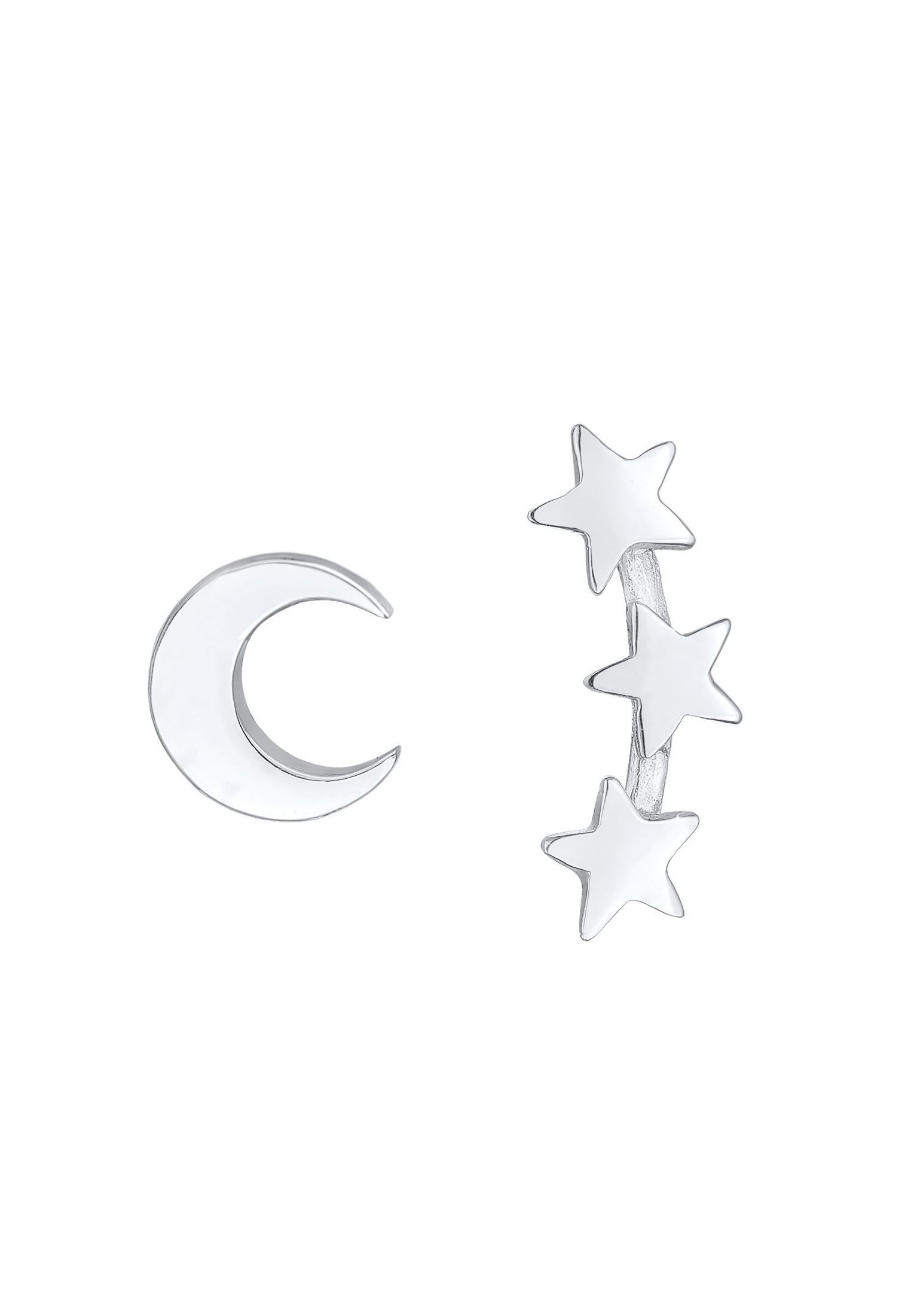 Elli Paar Ohrstecker »Ohrringe Mond Halbmond Stern Mixmatch 925 Silber«