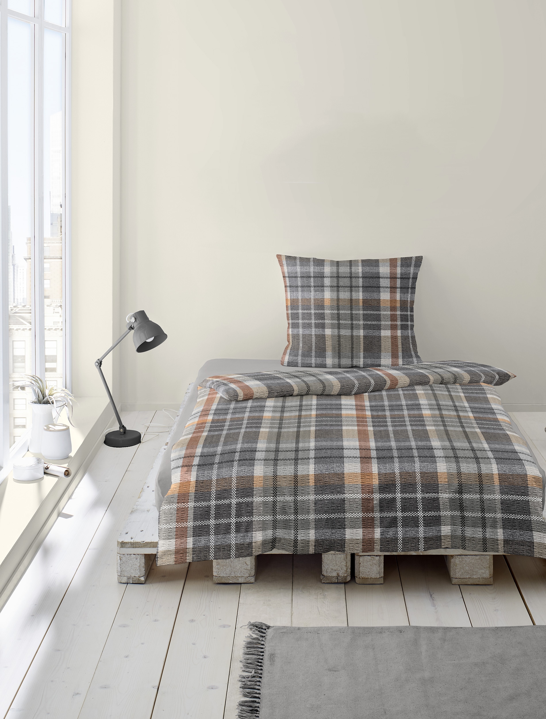 BIERBAUM Bettwäsche »Bettwäsche 4149« 2 Seersucker, 100  % Baumwolle, pflegeleicht, bügelfrei, kühlend