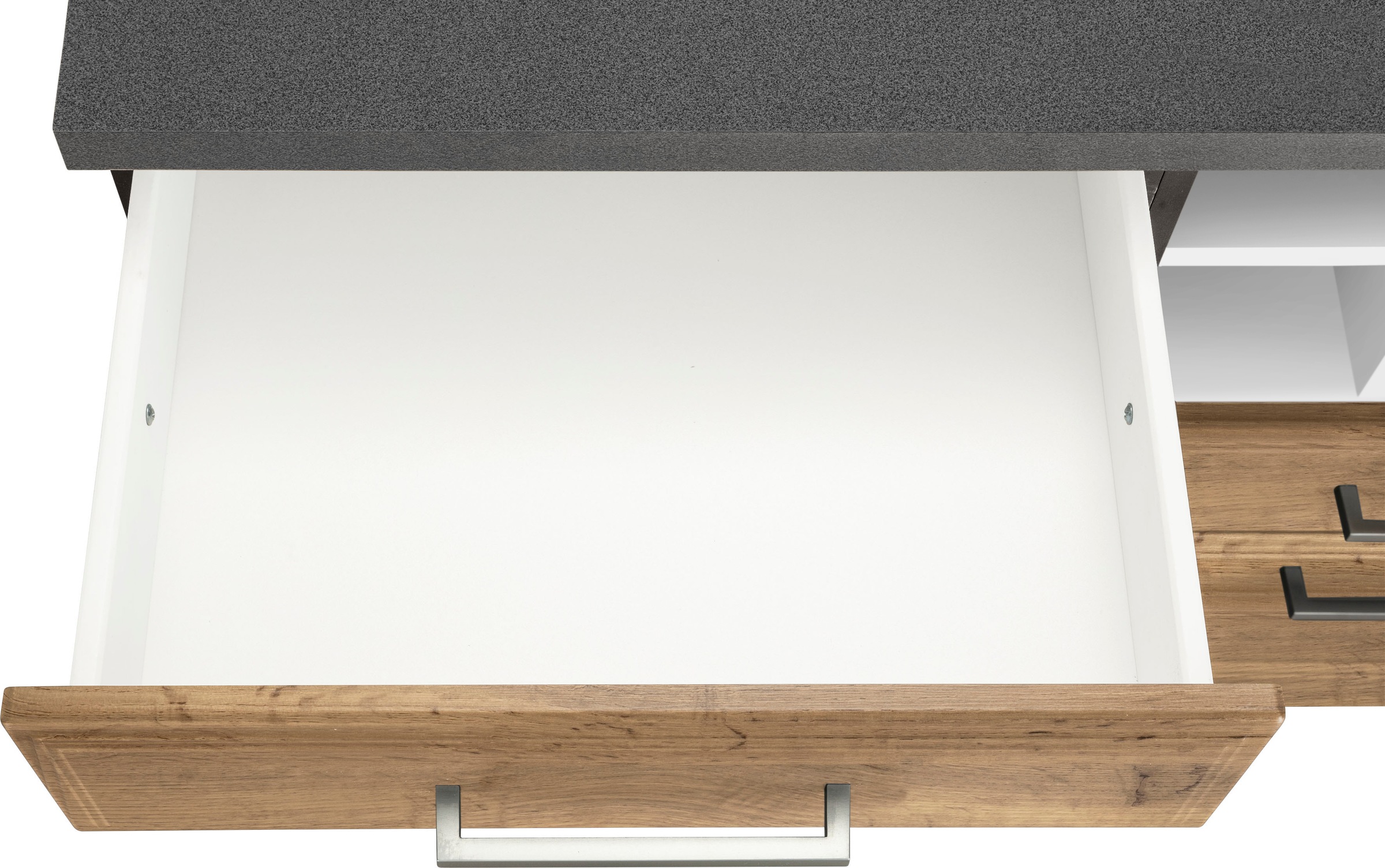 KOCHSTATION Küchenzeile »KS-Stockholm«, Breite 220 cm, mit hochwertigen MDF Fronten im Landhaus-Stil
