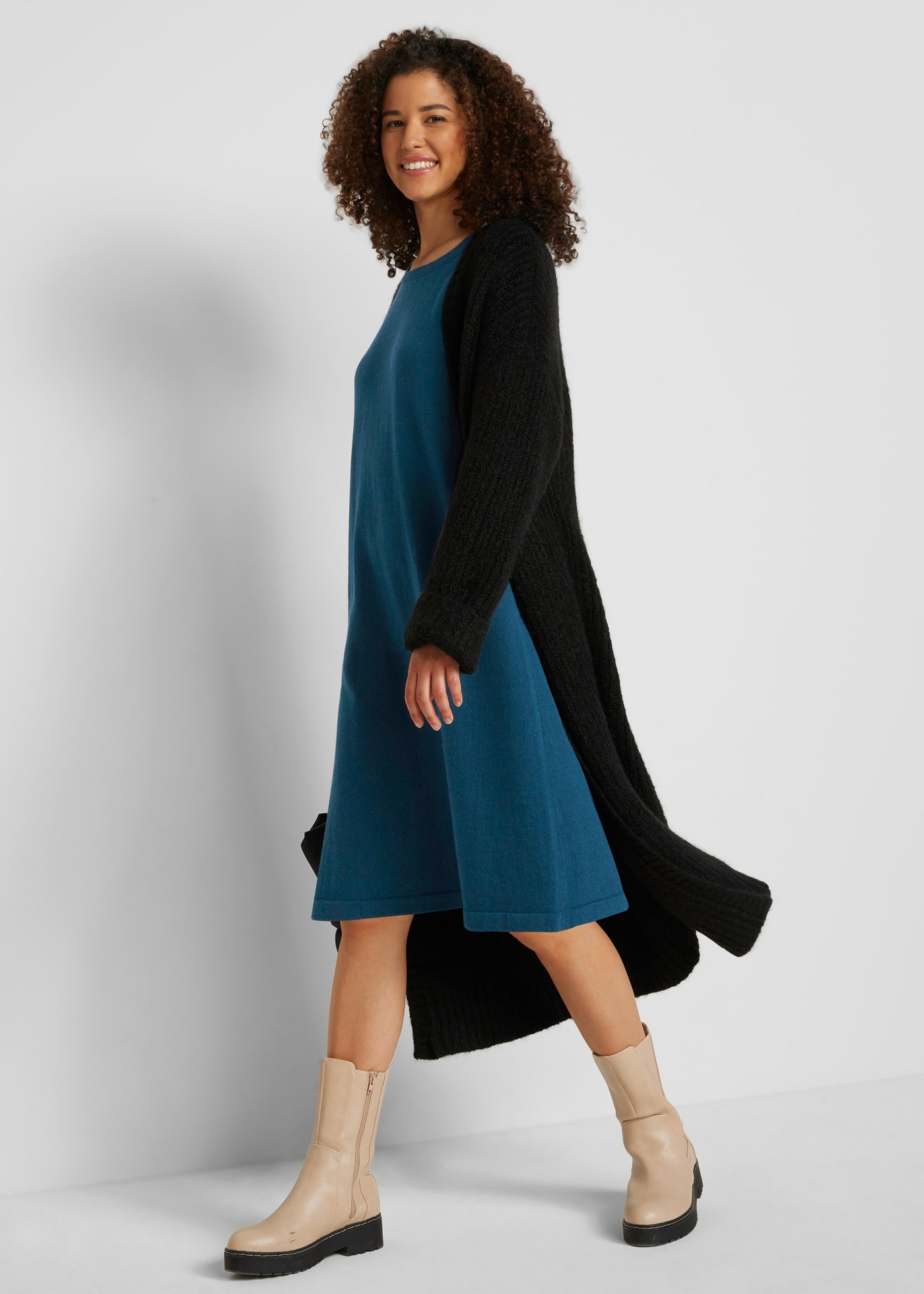 bonprix Strickkleid Strickkleid mit recycelter Baumwolle