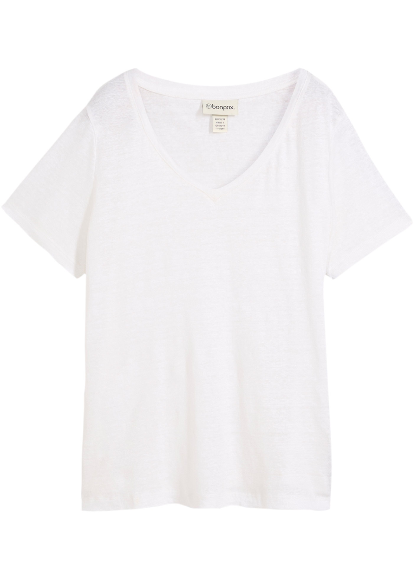 bonprix T-Shirt »Shirt aus reinem Leinen« figurumspielende Passform, Kurzarm, V-Ausschnitt, aus Leinen