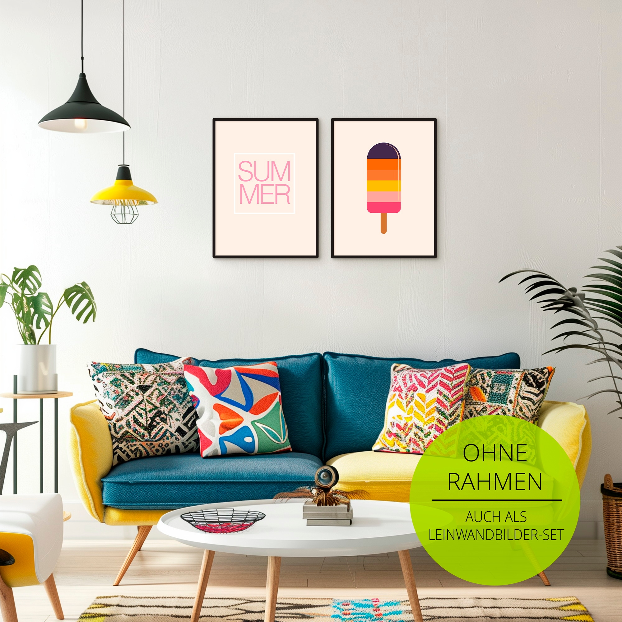 OTTO home Wandbild »Summer & Ice« Symbole | Zeichen 2 Stk. tlg. als Poster oder Leinwandbilder Set