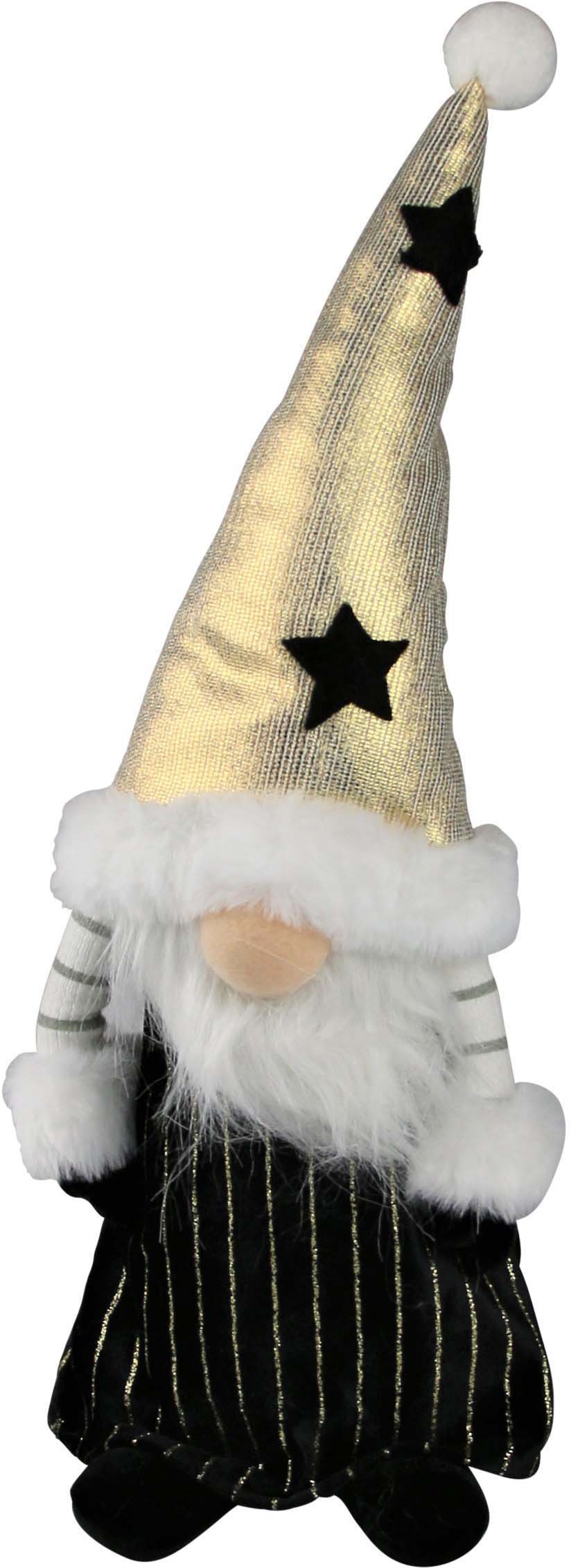 AM Design Weihnachtsfigur »Weihnachtsdeko«, mit goldener Mütze und schwarzen Sternen