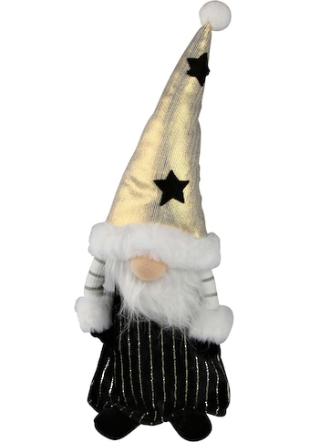Weihnachtsfigur »Weihnachtsdeko«, mit goldener Mütze und schwarzen Sternen