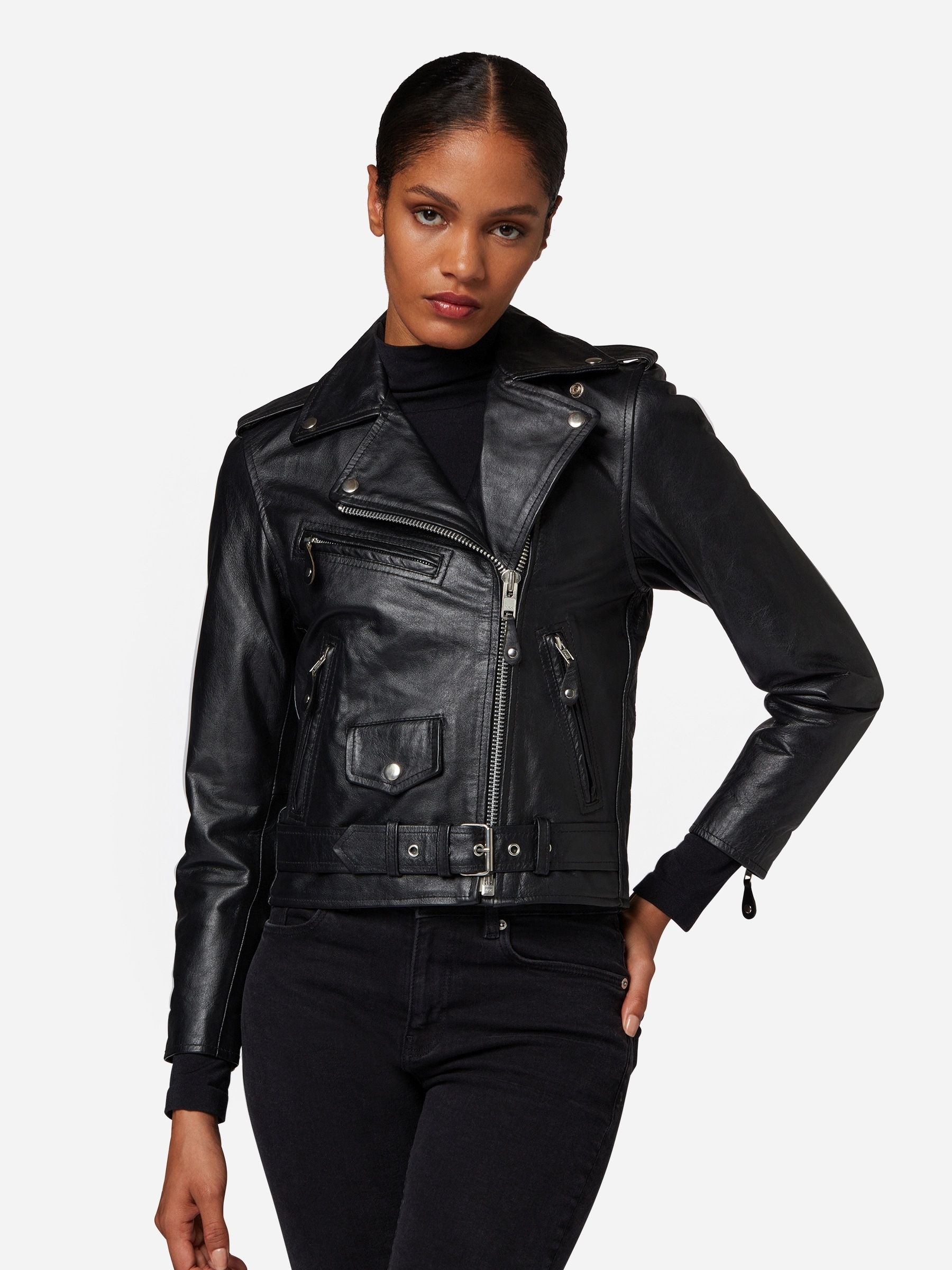 RICANO Bikerjacke »Lederjacke Brando Girls« ohne Kapuze Handgefertigt aus echtem Leder