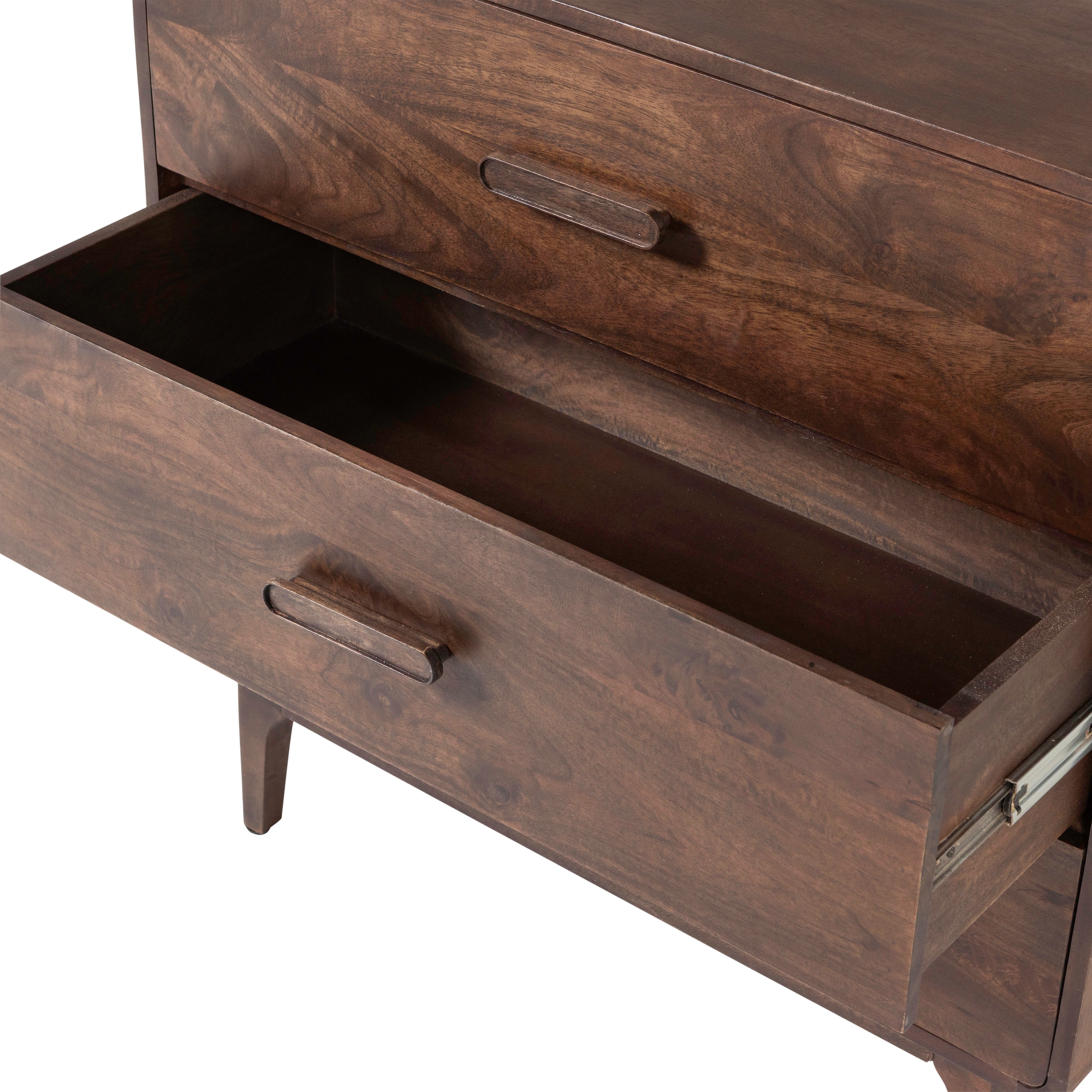 WOOOD Sideboard »Liya mit Massivmangoholz undDämpfung Funktion, B 90 x T 50 x H 90 cm« Spielerische Griffgestaltung, Tragkraft 15–25 kg pro Schublade
