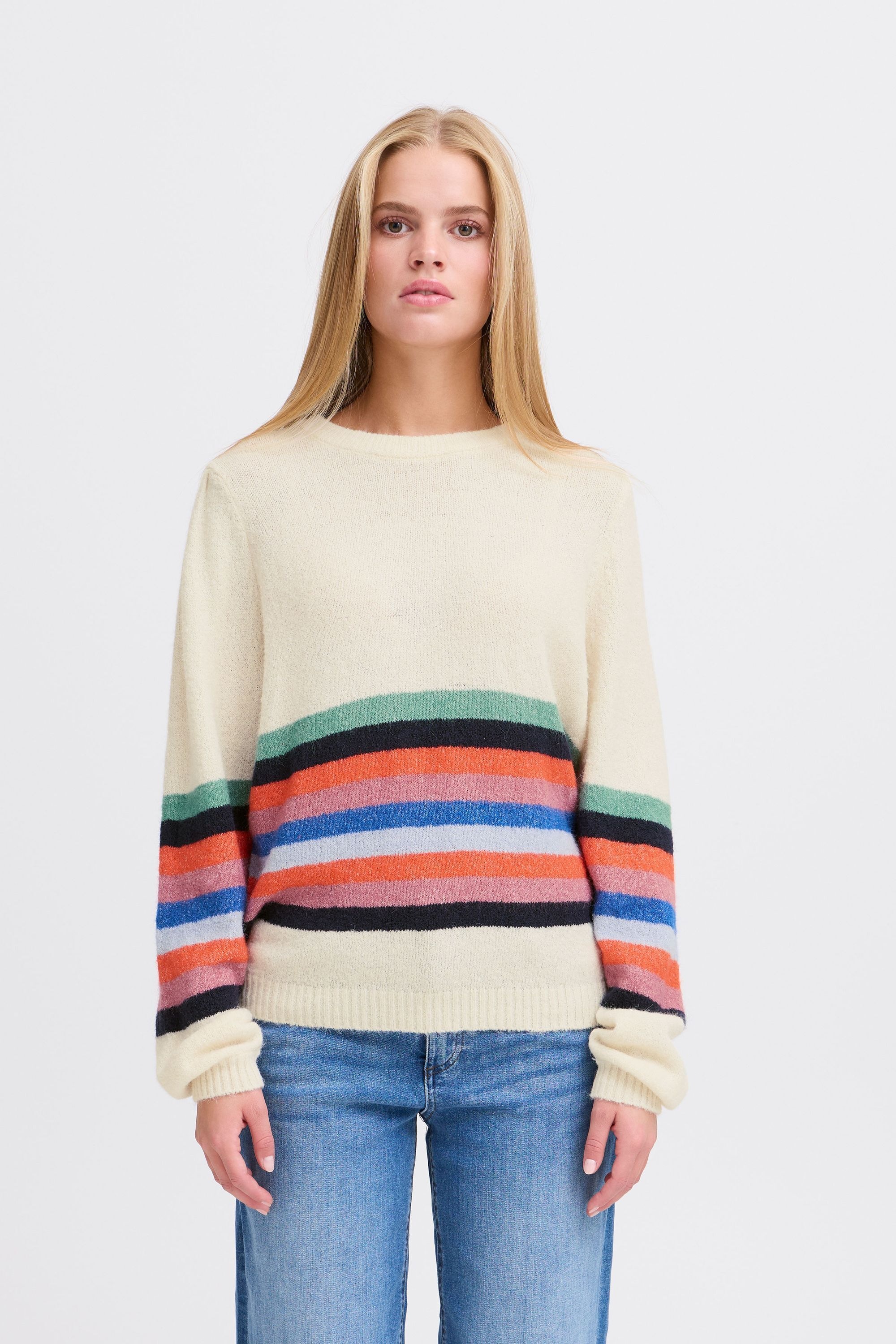 Ichi Strickfleece-Pullover »Strickpullover IHDUSTY LS STRIPE«