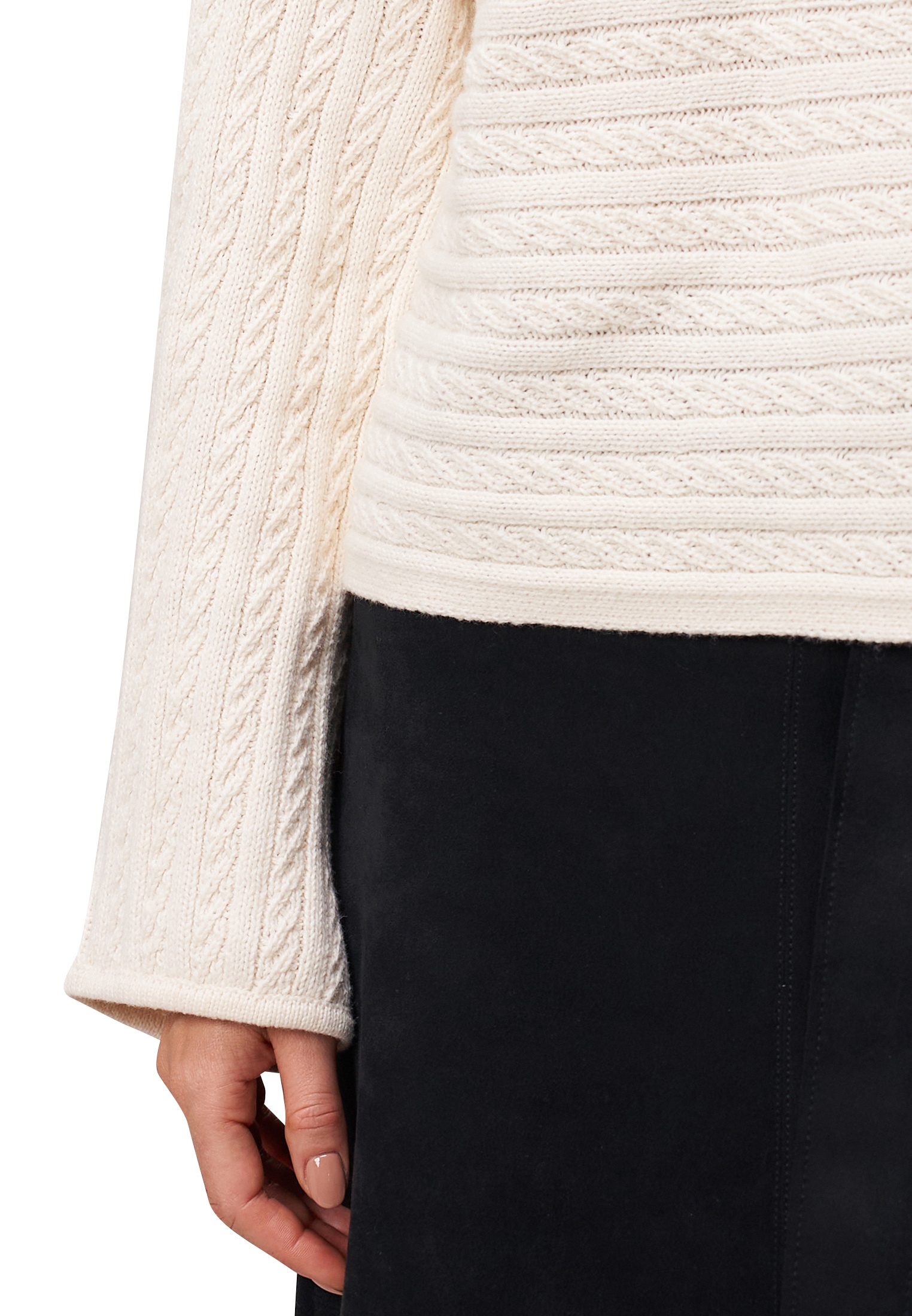 Zero Rundhalspullover »Pullover mit Zopfmuster«