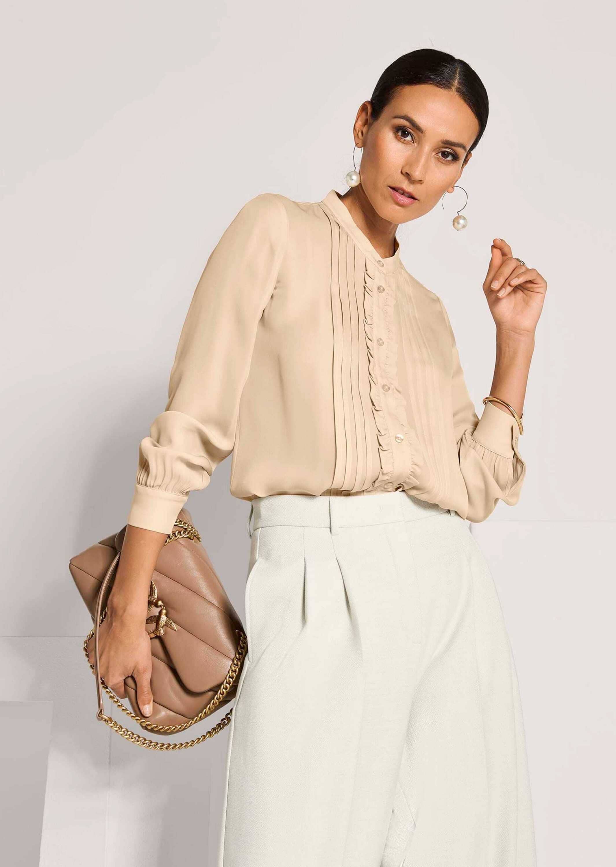 MADELEINE Langarmbluse »Seidenbluse Elegante Bluse mit Rüschen«