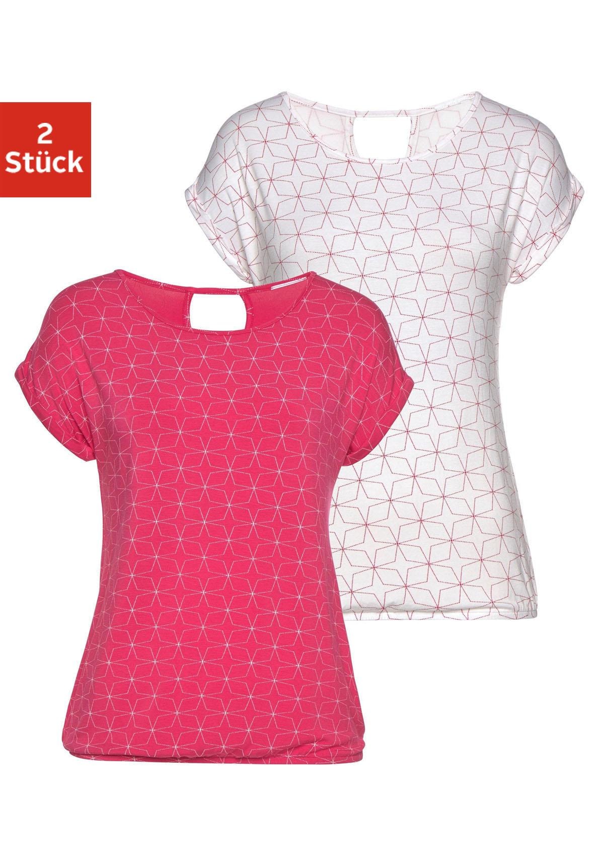 LASCANA T-Shirt, (2er-Pack), mit kleinem bei Cut-Out Nacken online OTTO im