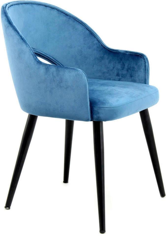 Kayoom Stuhl »Joris 110 2er-Set , einfarbiges Design,mit Retro-Charakter« (Set) 2 Stk.mit Armlehne, bequem, Halbmond-Öffnung in der Rückenlehne