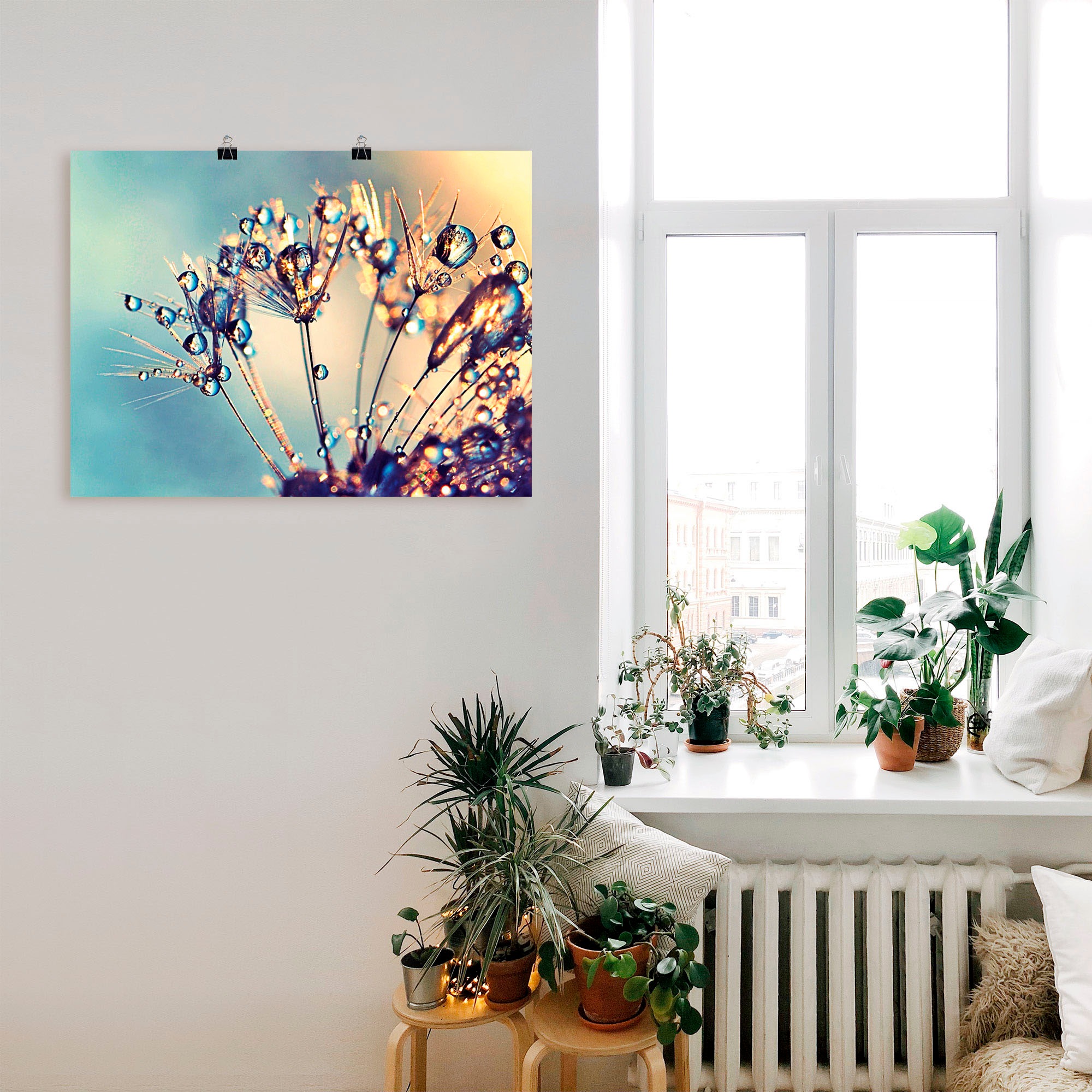 Artland Wandbild »Pusteblume Glitzertau«, Blumen, (1 St.), als Leinwandbild, Poster in verschied. Größen