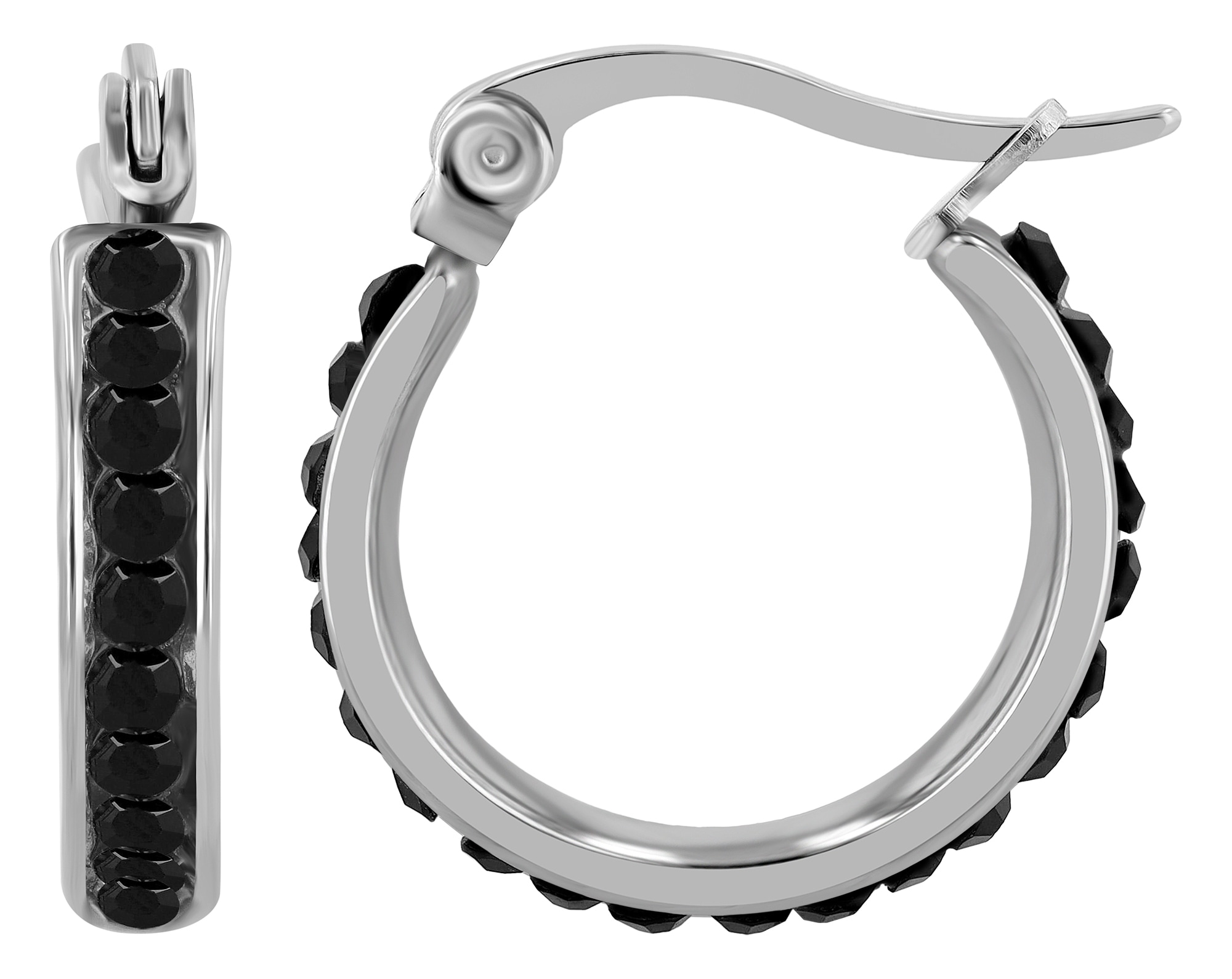 Adelia´s Paar Creolen »Damen Ohrringe ¿ Creole aus Edelstahl mit Strass Steinchen«