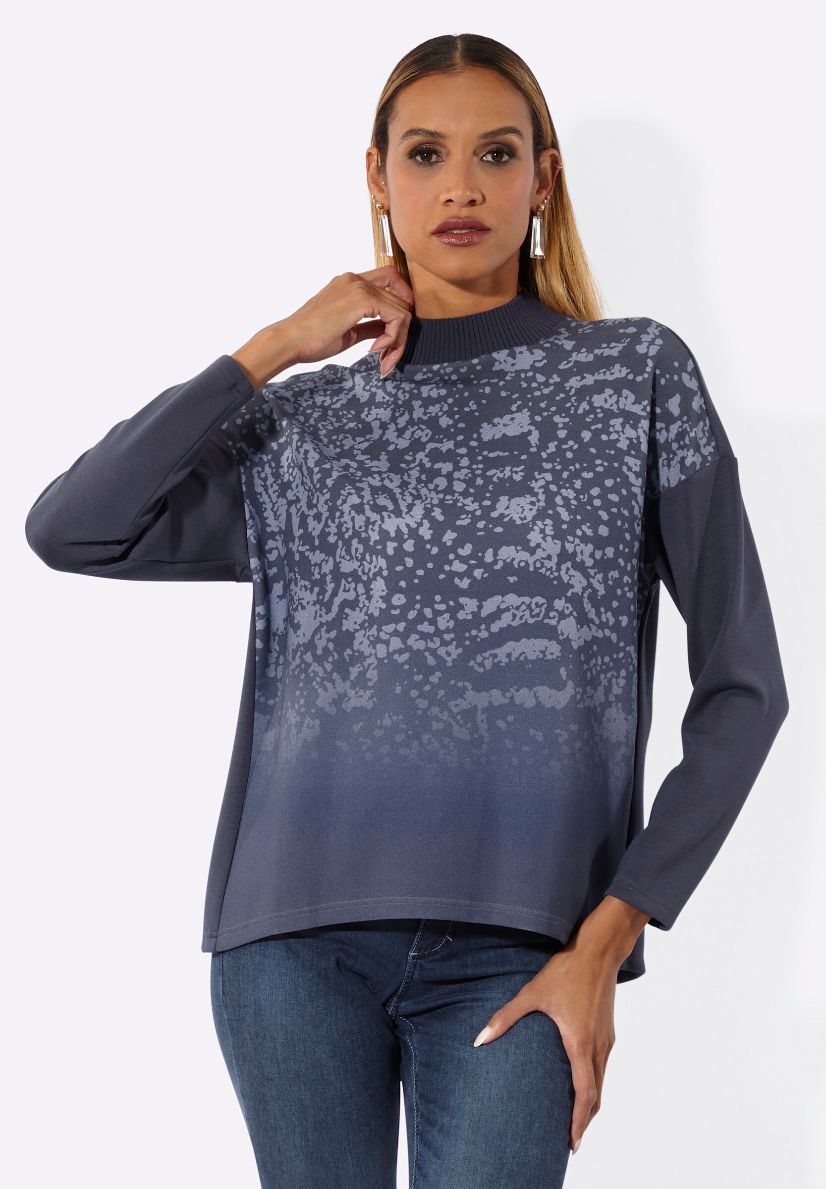 creation L Trainingsshirt »Modal-Mix-Sweatshirt Stehkragenshirt mit platziertem Druck«