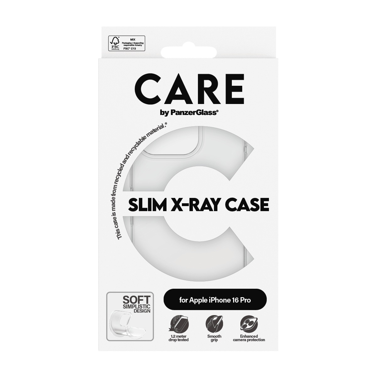 CARE by PanzerGlass Handyhülle »Case Fashion X-Ray Soft Basic Apple iPhone 16 Pro«, Backcover, Schutzhülle, Handyschutzhülle, Case, Schutzcase, stoßfest