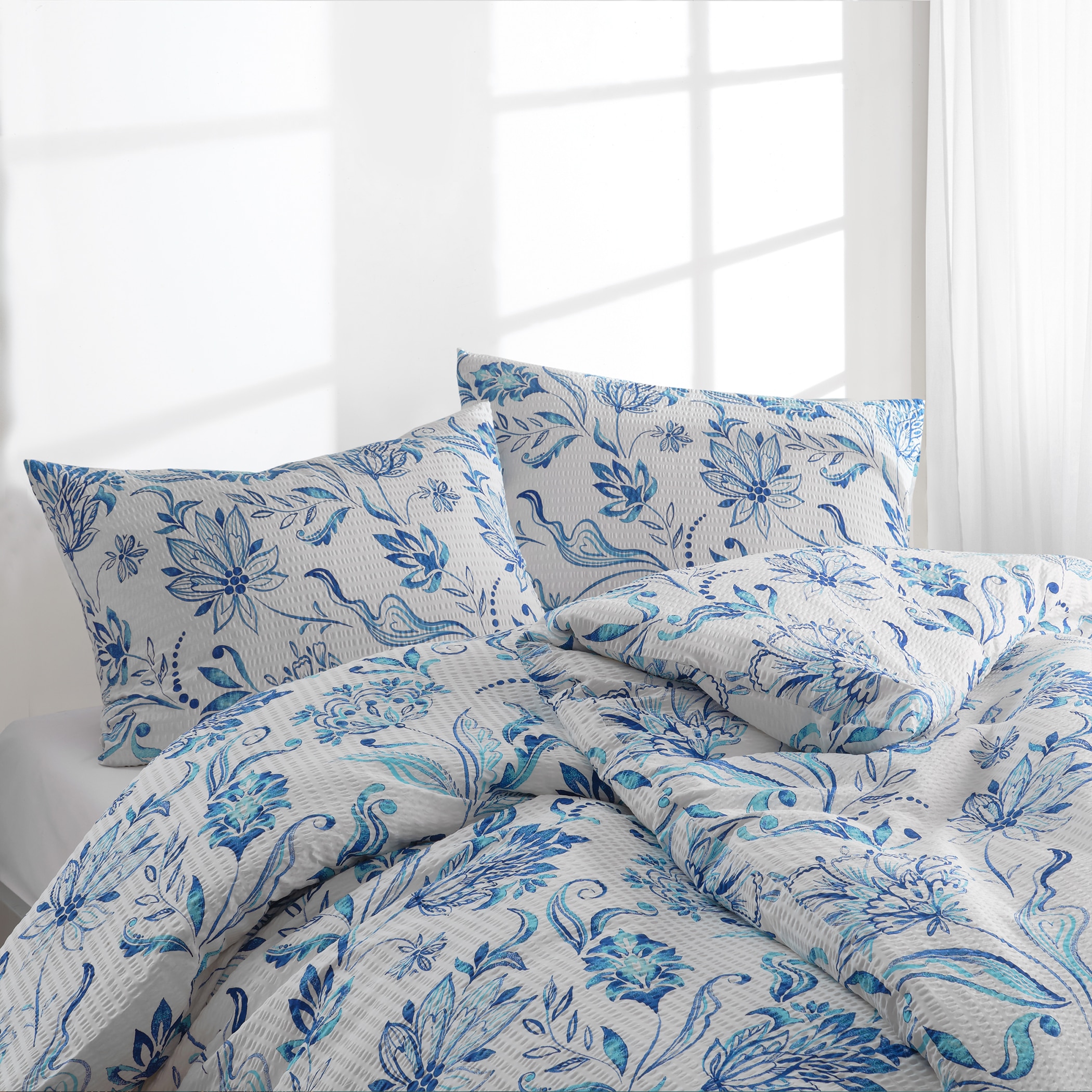 Florella Bettwäsche »Fania blau  Soft-Seersucker,  100% Baumwolle«