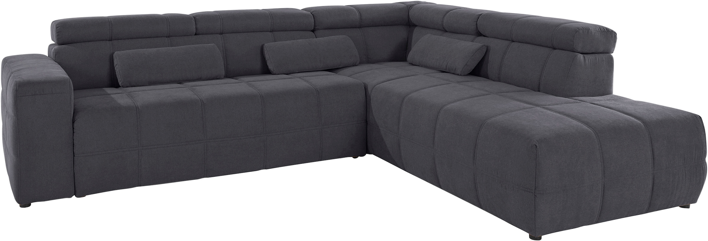 DOMO collection Ecksofa »Brandon L-Form, auch in Leder« inklusive Kopfteilverstellung, wahlweise mit Sitztiefenverstellung,