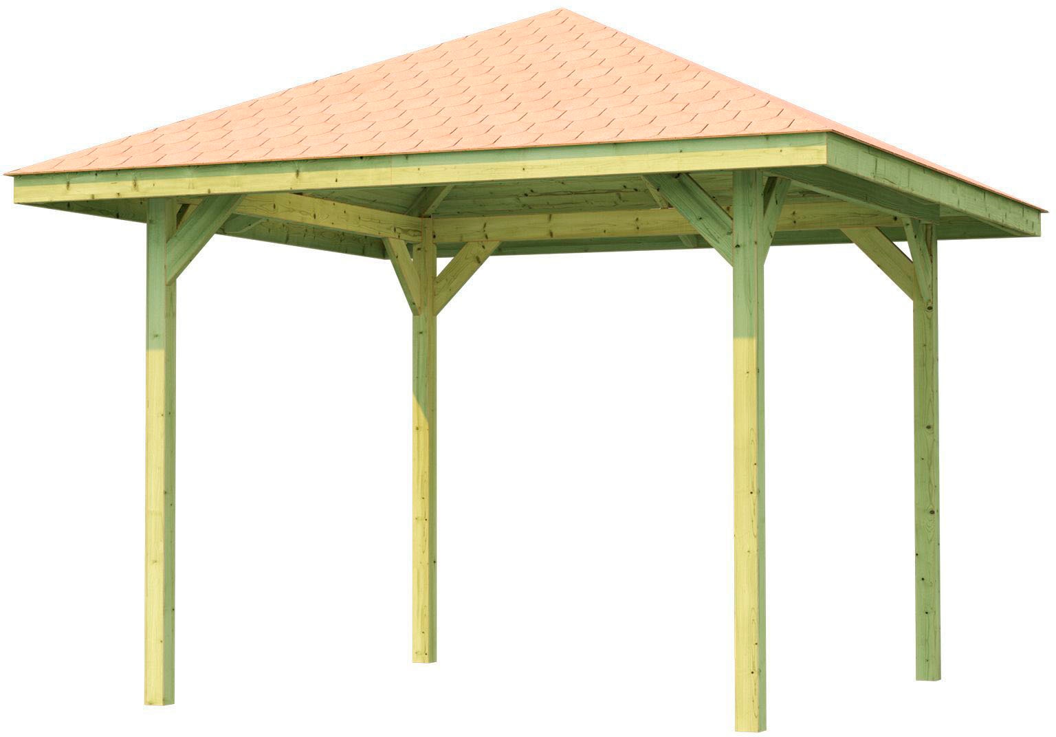 weka Pavillon »Gartenoase 651 Gr.2, inkl. roten Dachschindeln«, 19 mm Massivholzdach