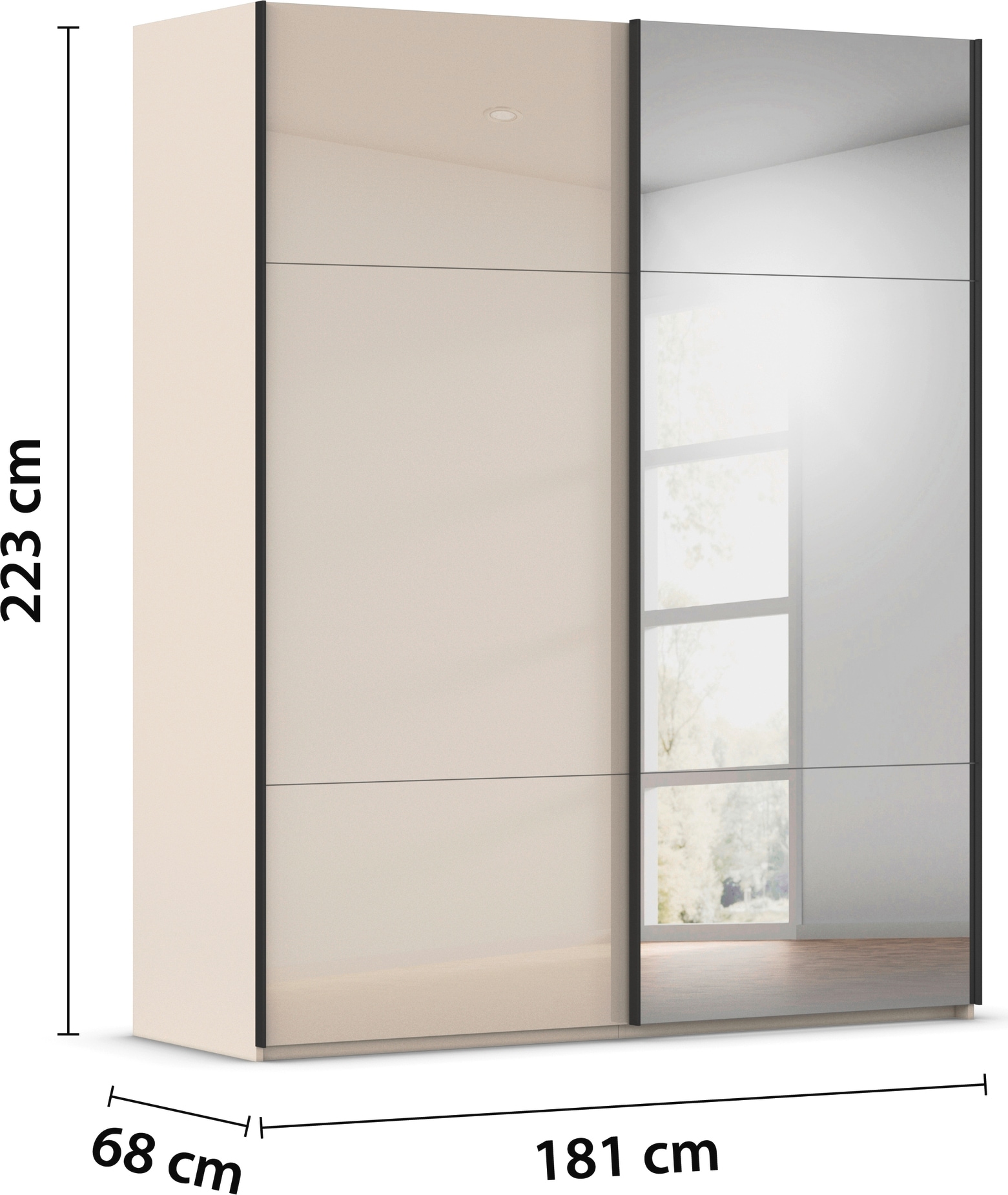 rauch Schwebetürenschrank »Kleiderschrank Schrank Garderobe Schlafzimmerschrank CONTIDO«, (in 3 verschiedenen Ausstattungen BASIC/CLASSIC/PREMIUM), aus hochwertigem Material in 6 Breiten 2 Griff-Farben MADE IN GERMANY