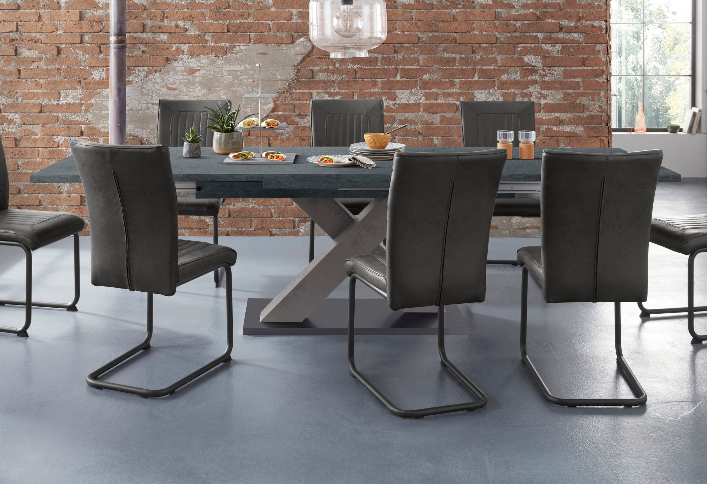 Mäusbacher Esstisch »Komfort Tisch TOPSELLER!«, (OTTOs Choice), Mäusbacher Esstisch mit X Gestell und Bodenplatte. Breite 160-260