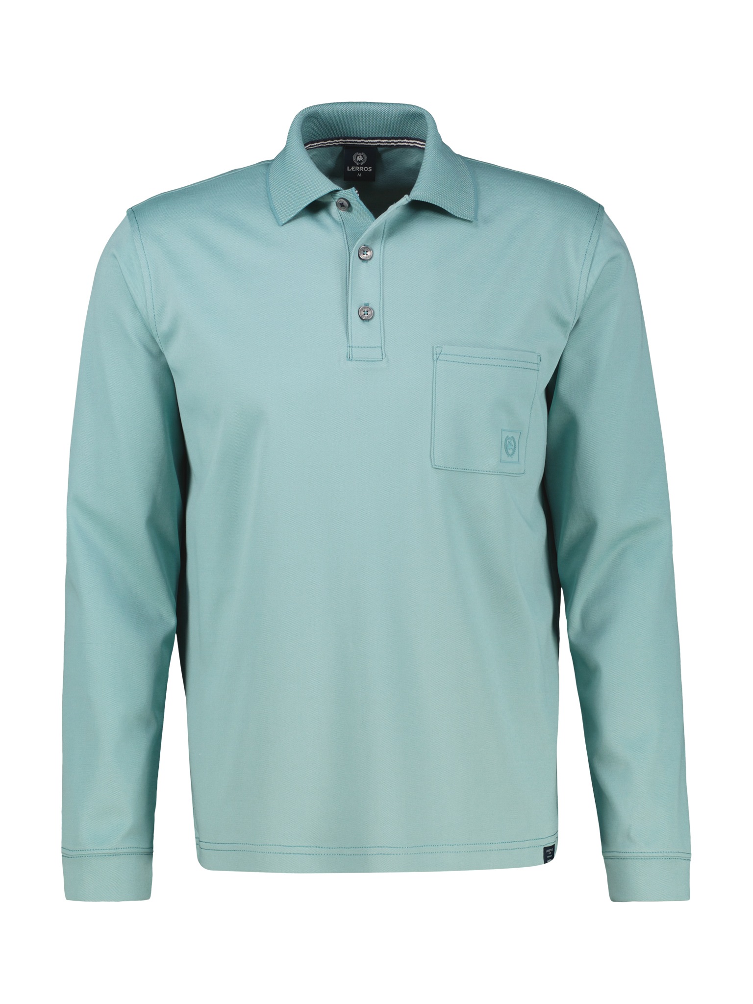 LERROS Langarm-Poloshirt mit Brusttasche und Logo-Badge