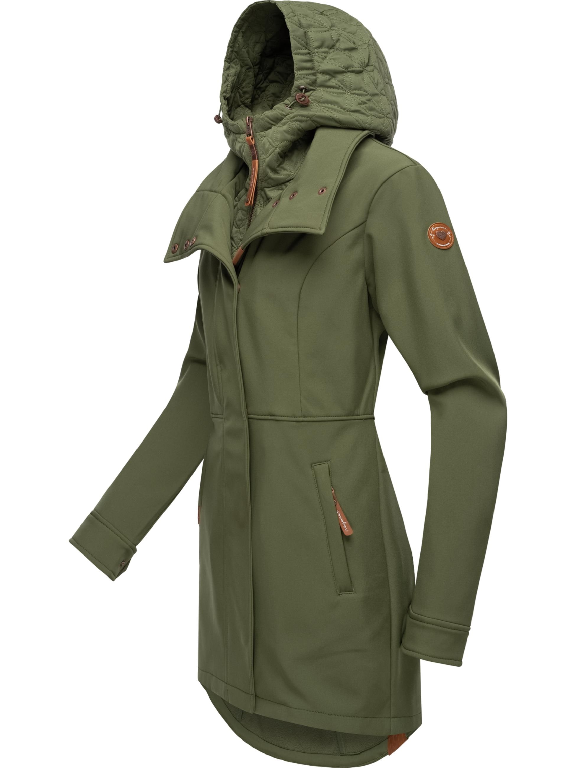 Ragwear Softshellmantel »Softshellmantel Ybela«, sportliche, gefütterte Outdoorjacke mit Kapuze