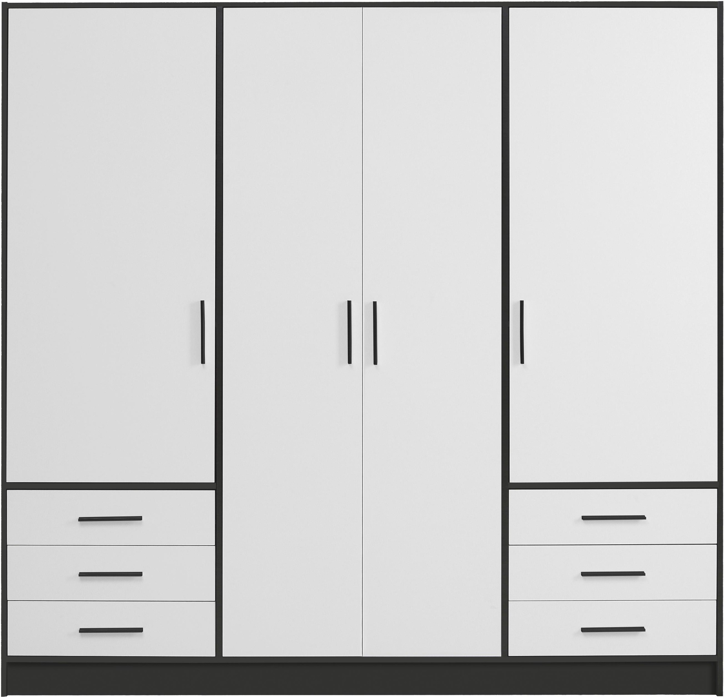 FORTE Kleiderschrank »Jupiter, Made in Europe, mit Schubladen«, (Maße (T/H): 60/200 cm), Stauraum, 2 Breiten, 4 Farben, Schubladen, variable Einlegeböden