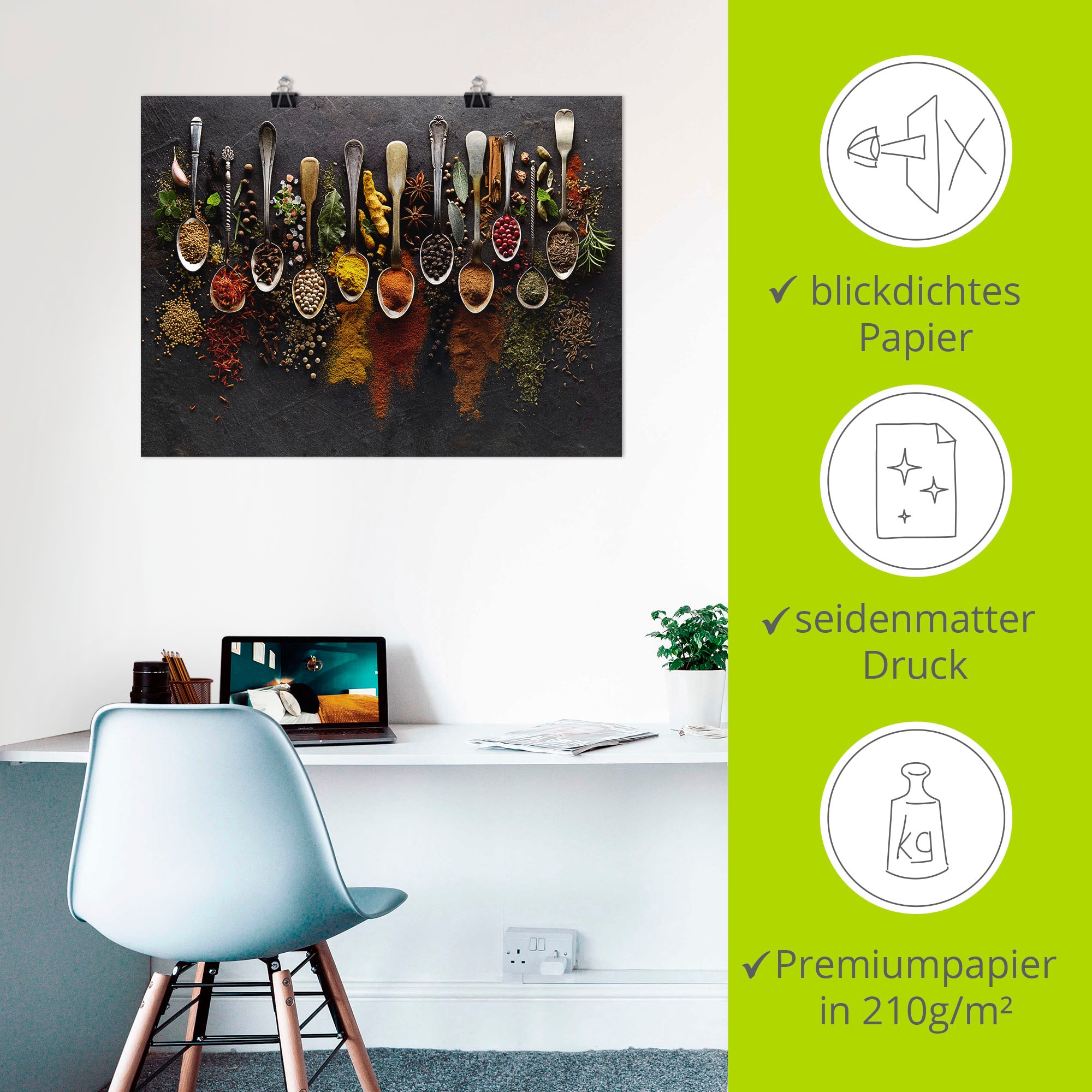 Artland Wandbild »Kräuter Gewürze Schiefer«, Lebensmittel, (1 St.), als Alubild, Outdoorbild, Leinwandbild, Poster, Wandaufkleber