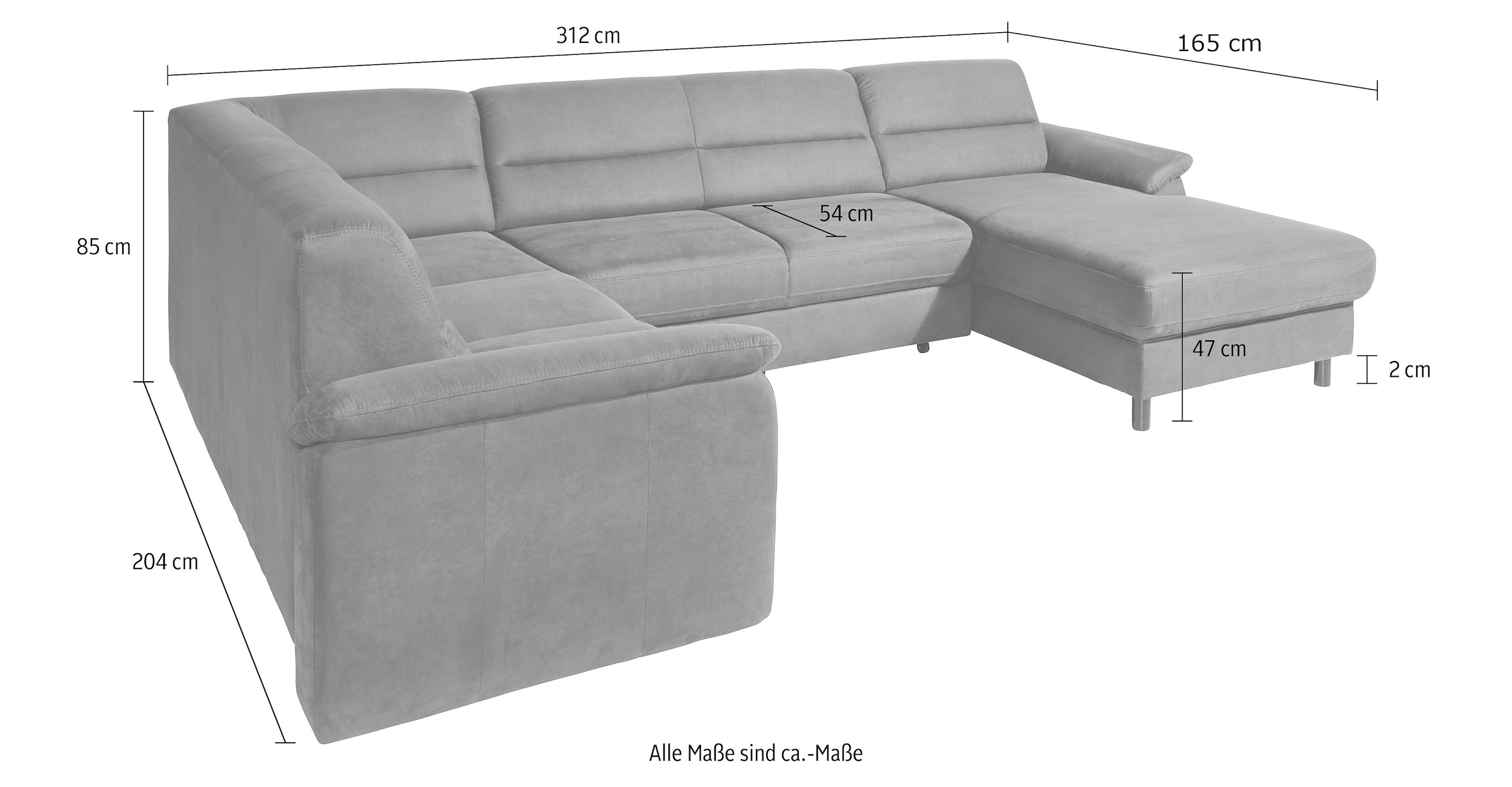 sit&more Wohnlandschaft »Top Ascara U-Form«, inklusive Boxspring/Federkern-Polsterung, wahlweise mit Bettfunktion