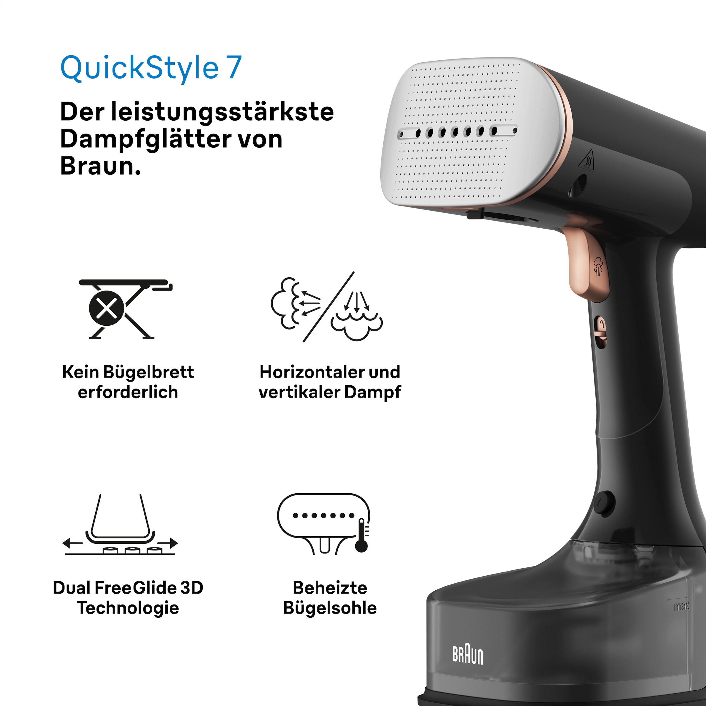 Braun Dampfbürste »QuickStyle GS 7077 BK«, 1600 W