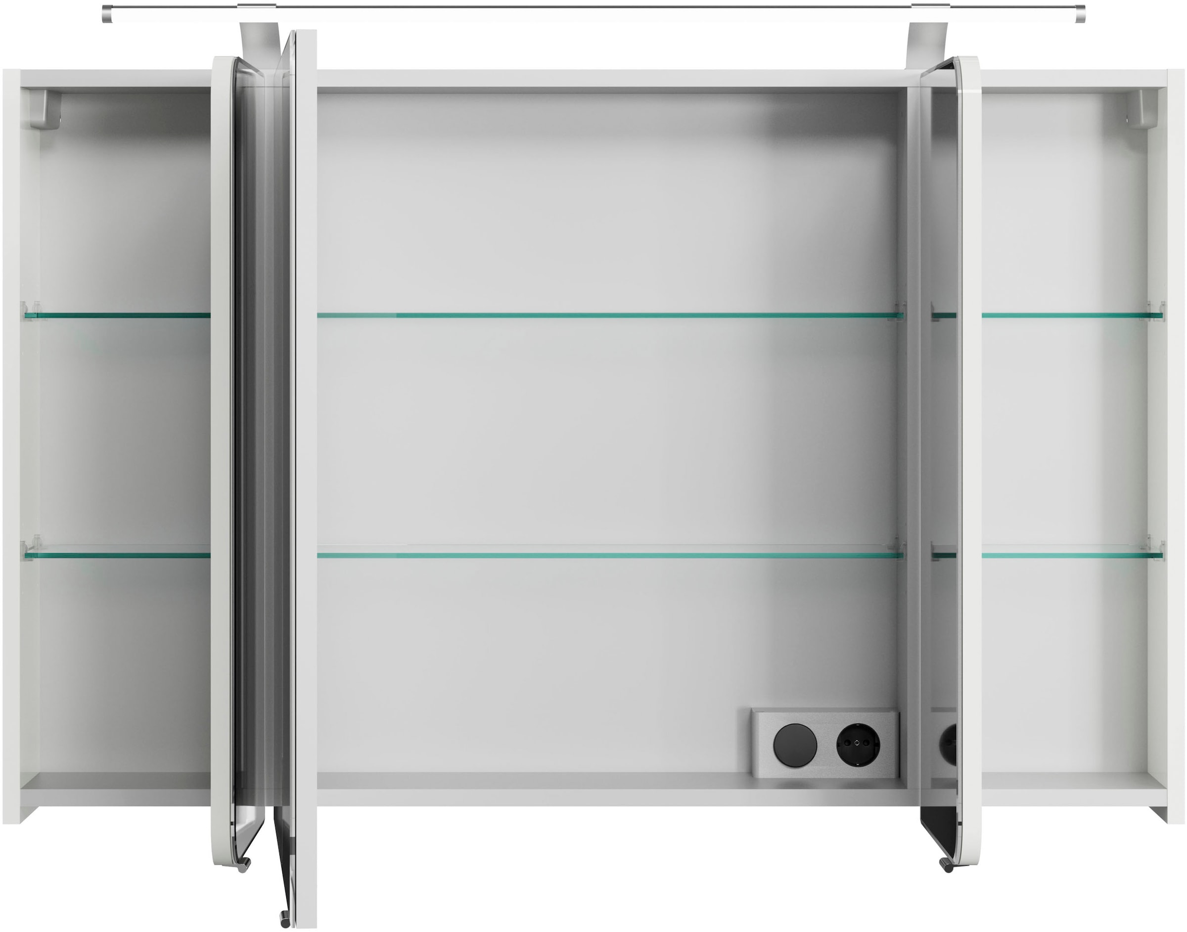 Saphir Spiegelschrank »Serie 4005 Badezimmer-Spiegelschrank inkl. LED-Aufsatzleuchte«, Badschrank 120 cm breit, 3 Türen, 6 Glas-Einlegeböden, inkl Türdämpfer