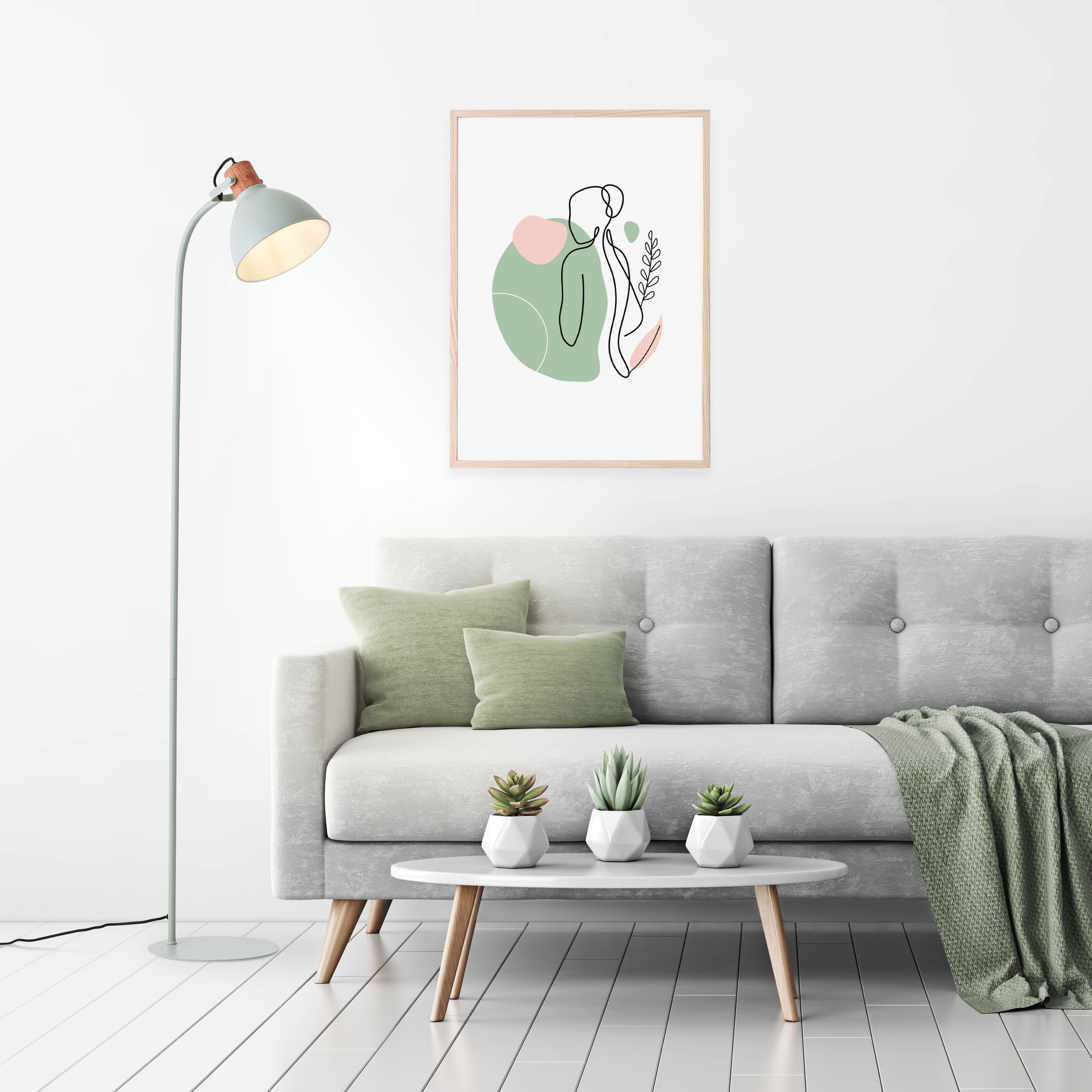 Brilliant Stehlampe »Erena«, 1 flammig-flammig, Höhe 150 cm, E27, Metall/Holz, hellgrün