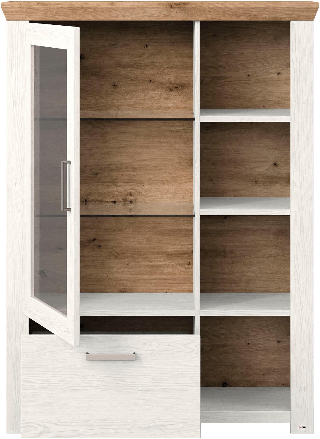 set one by Musterring Highboard »York«, Typ 13 und 14, mit Glastür und Schubkasten, 3 Farbvarianten, B 105 cm